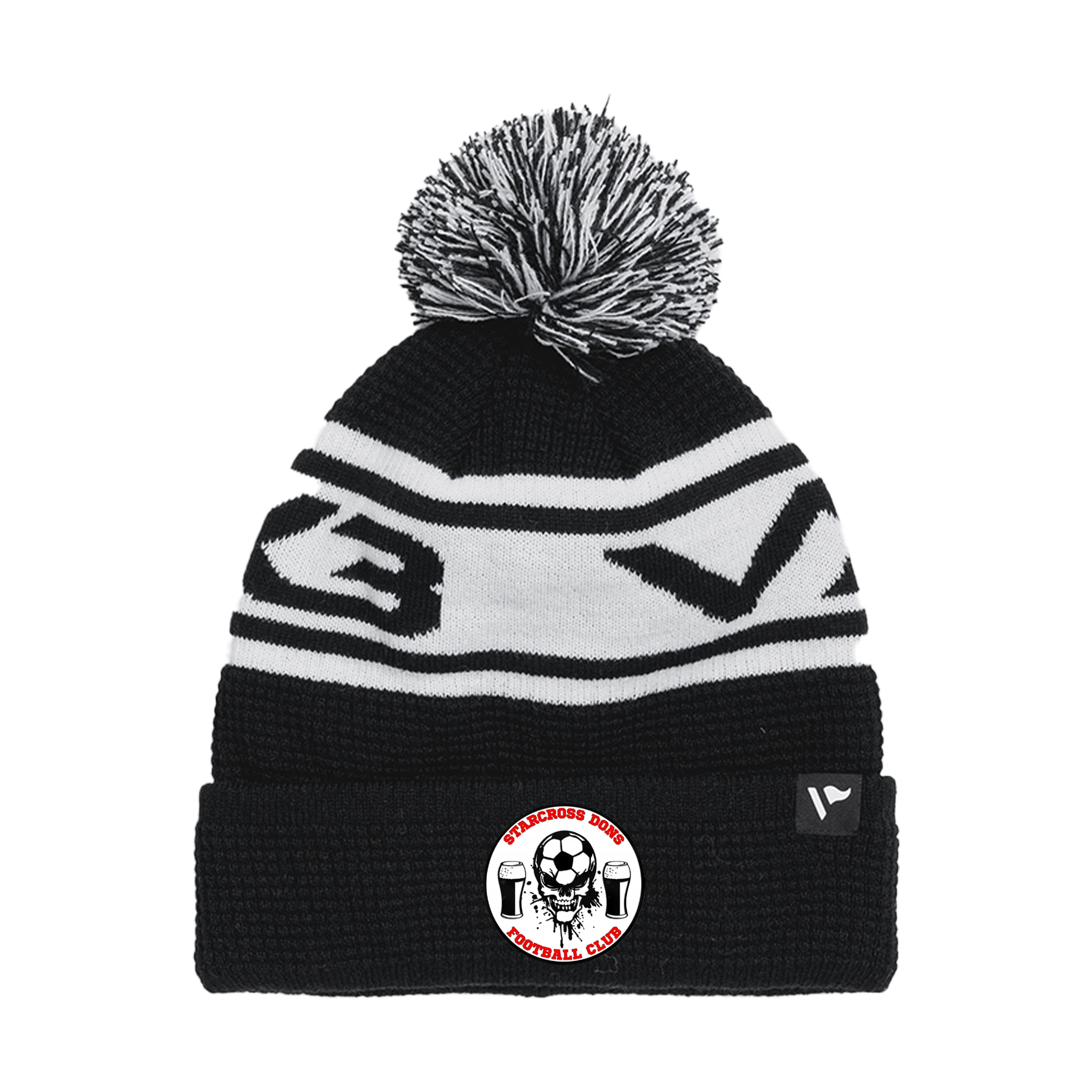 Starcross Dons Adults Waffle Knit Bobble Hat - Black/White