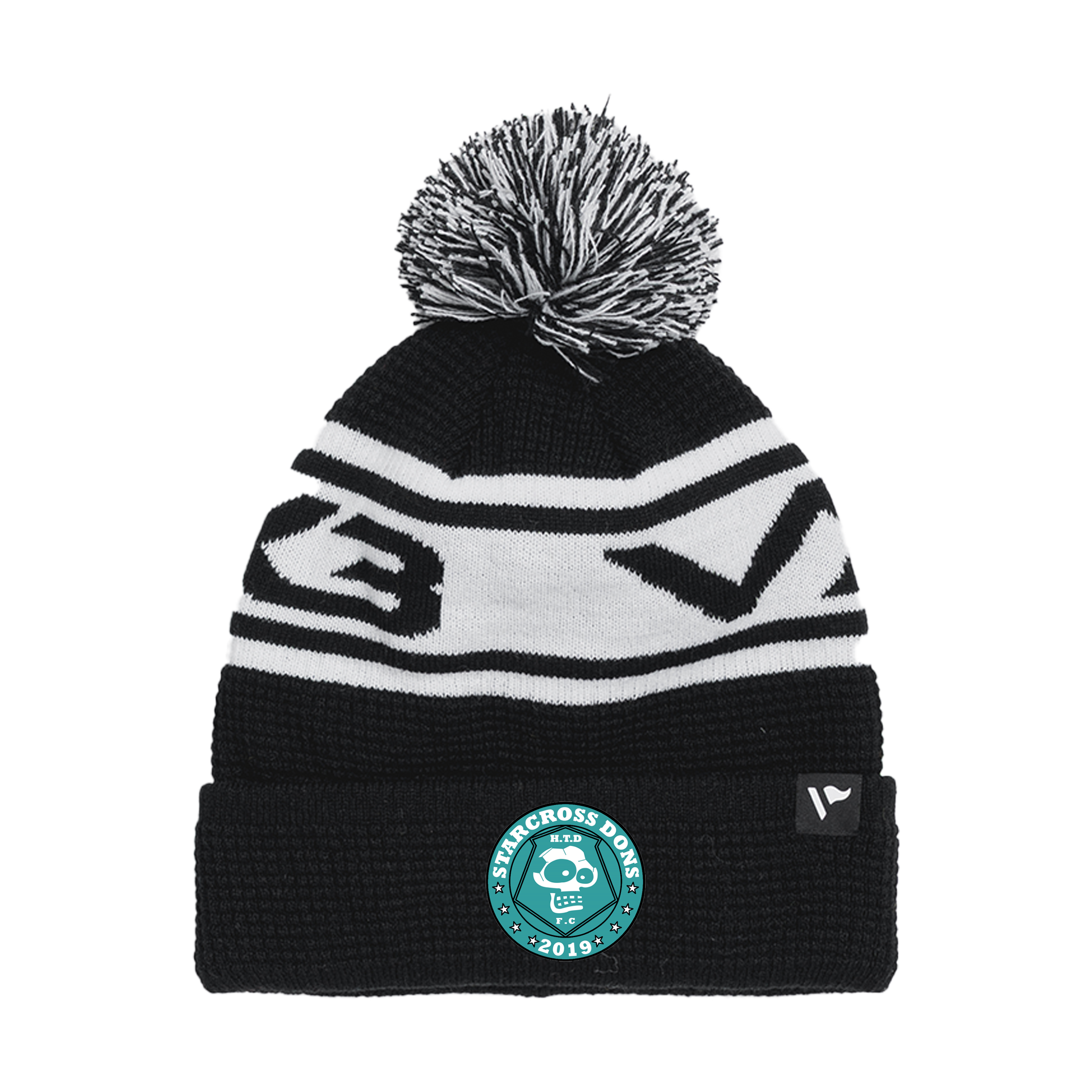 Starcross Dons FC Waffle Knit Bobble Hat - Black/White