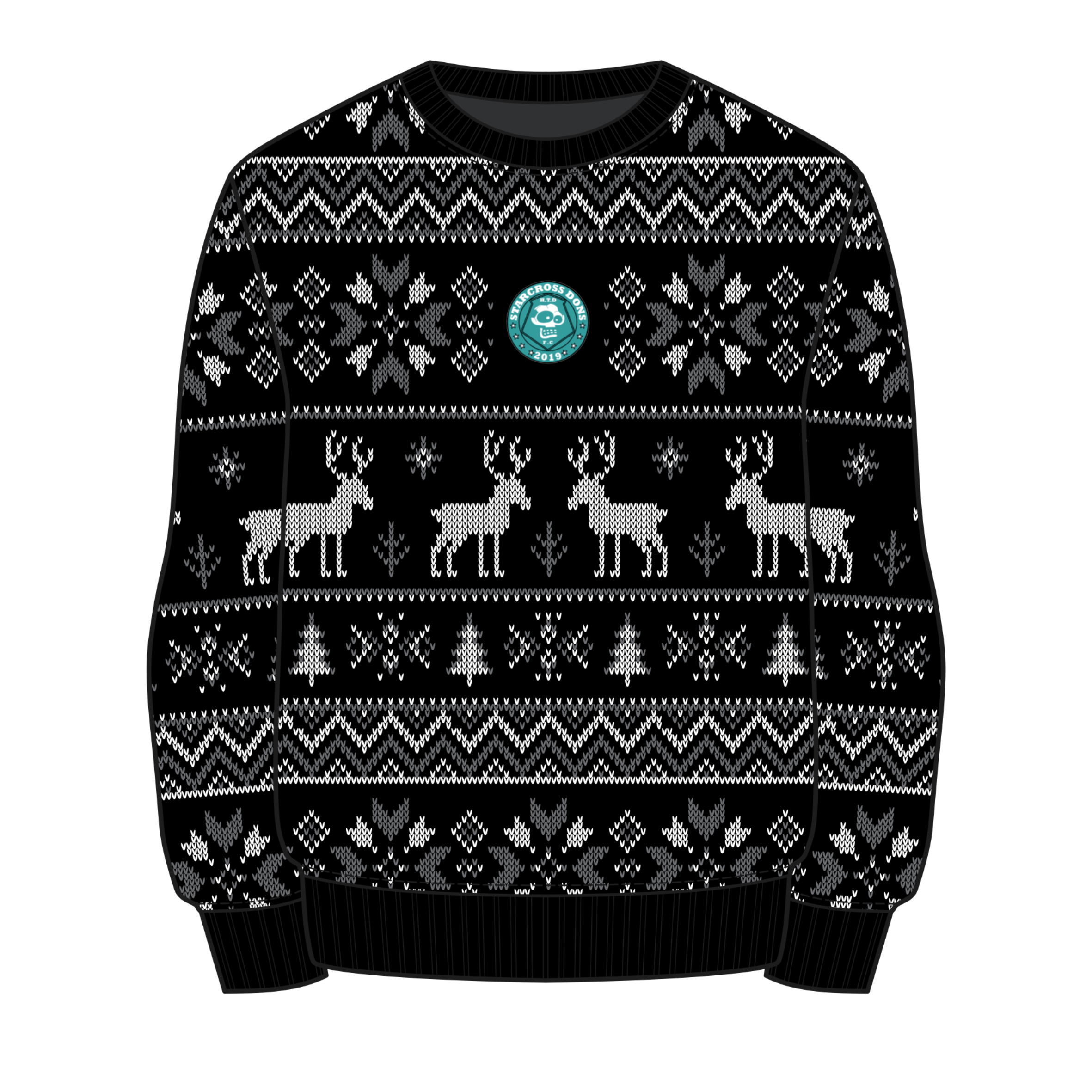 Starcross Dons FC Christmas Jumper - Black/Grey/White Youth
