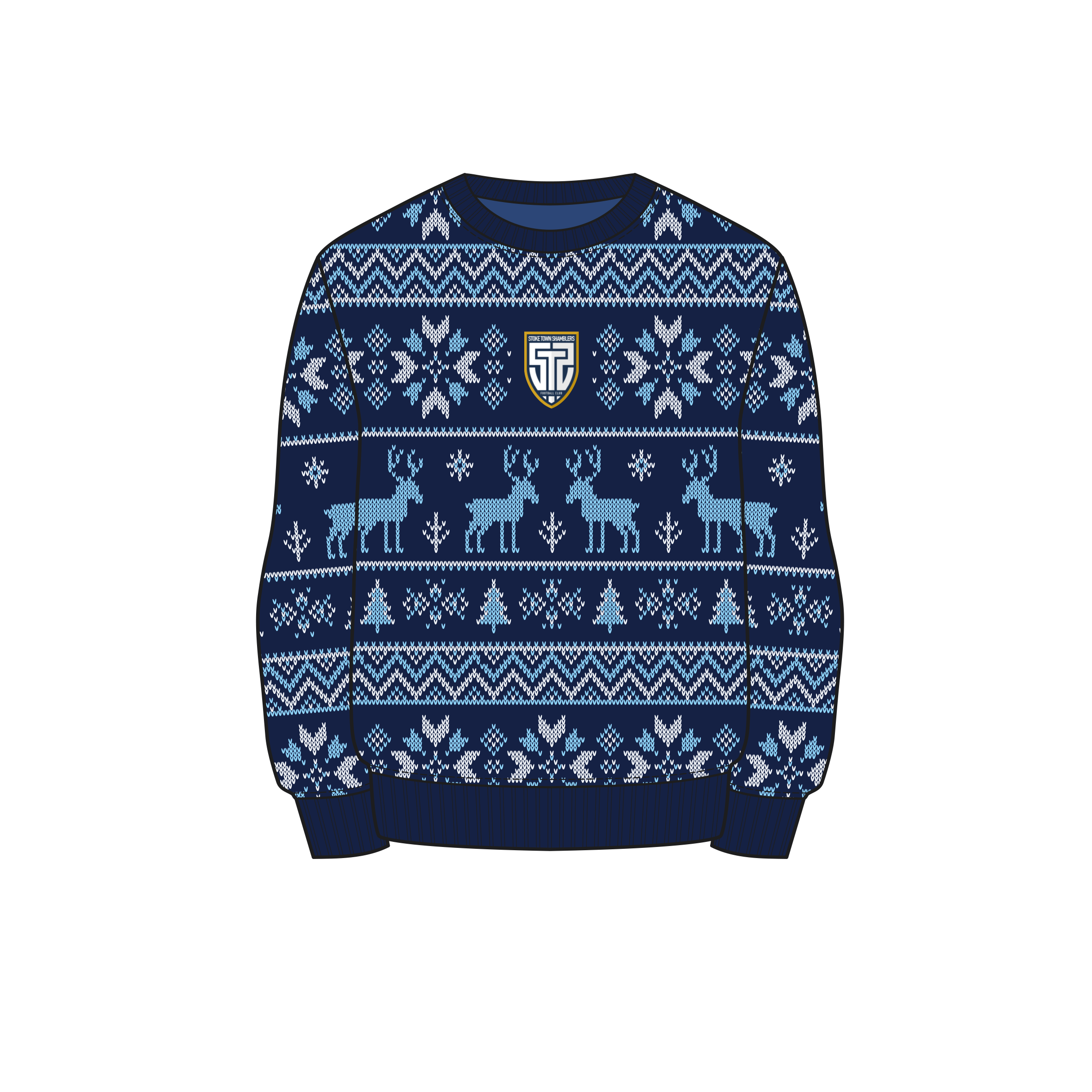 Stoke Town Shamblers FC Christmas Jumper - Navy/Sky/White