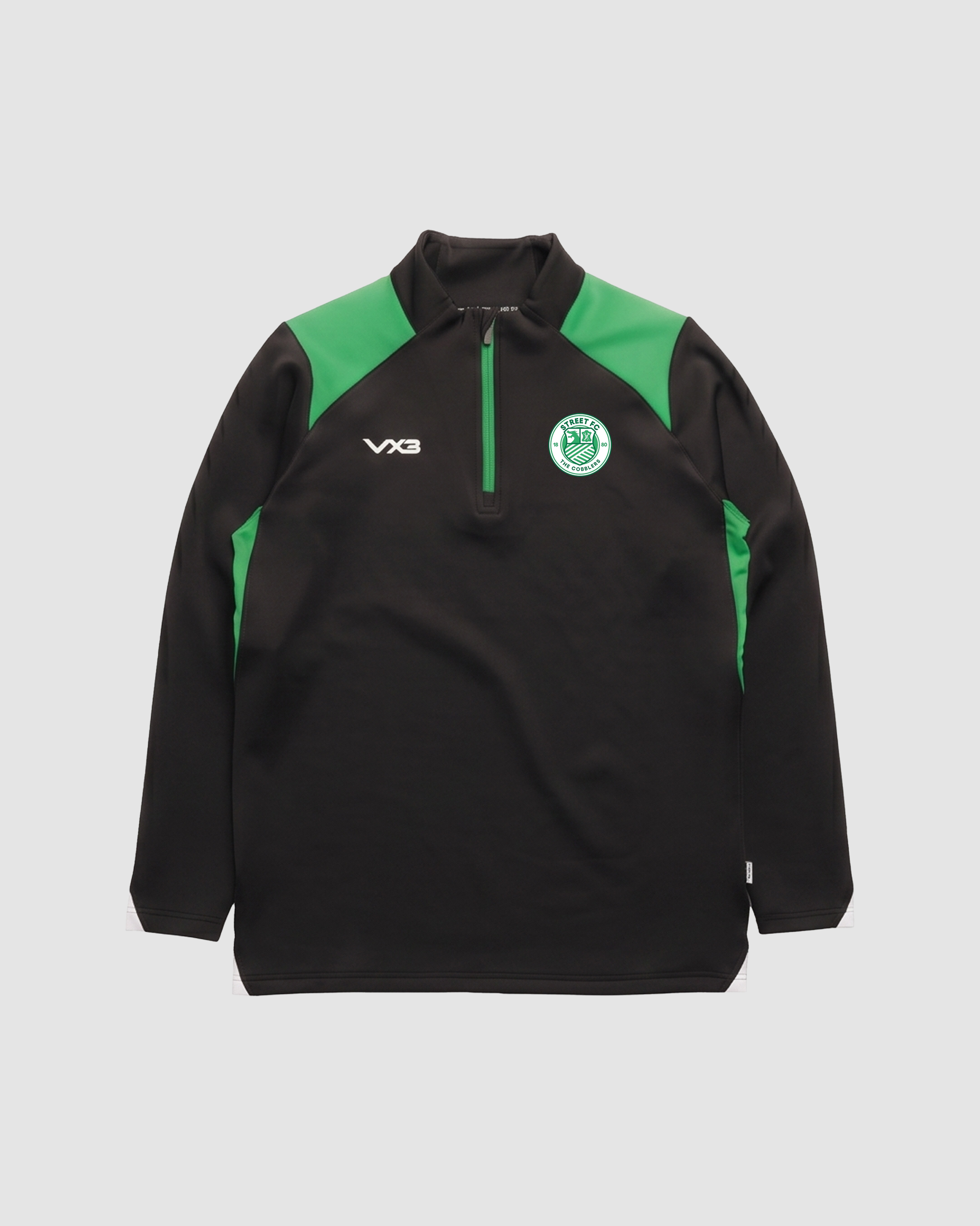 Street FC Vertex Youth Quarter Zip -Black/Emerald/White