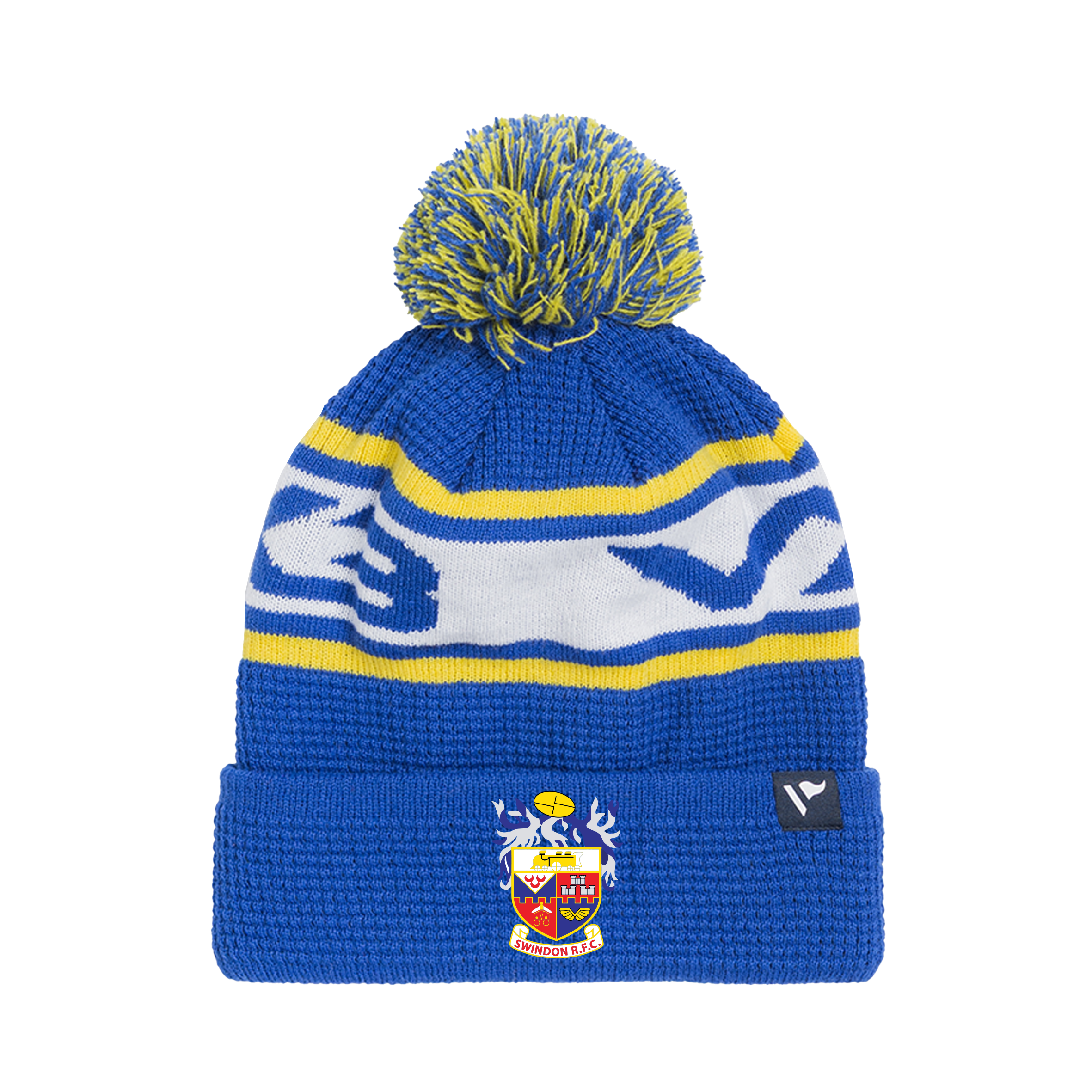 Swindon RFC Waffle Knit Bobble Hat - Royal/Yellow/White