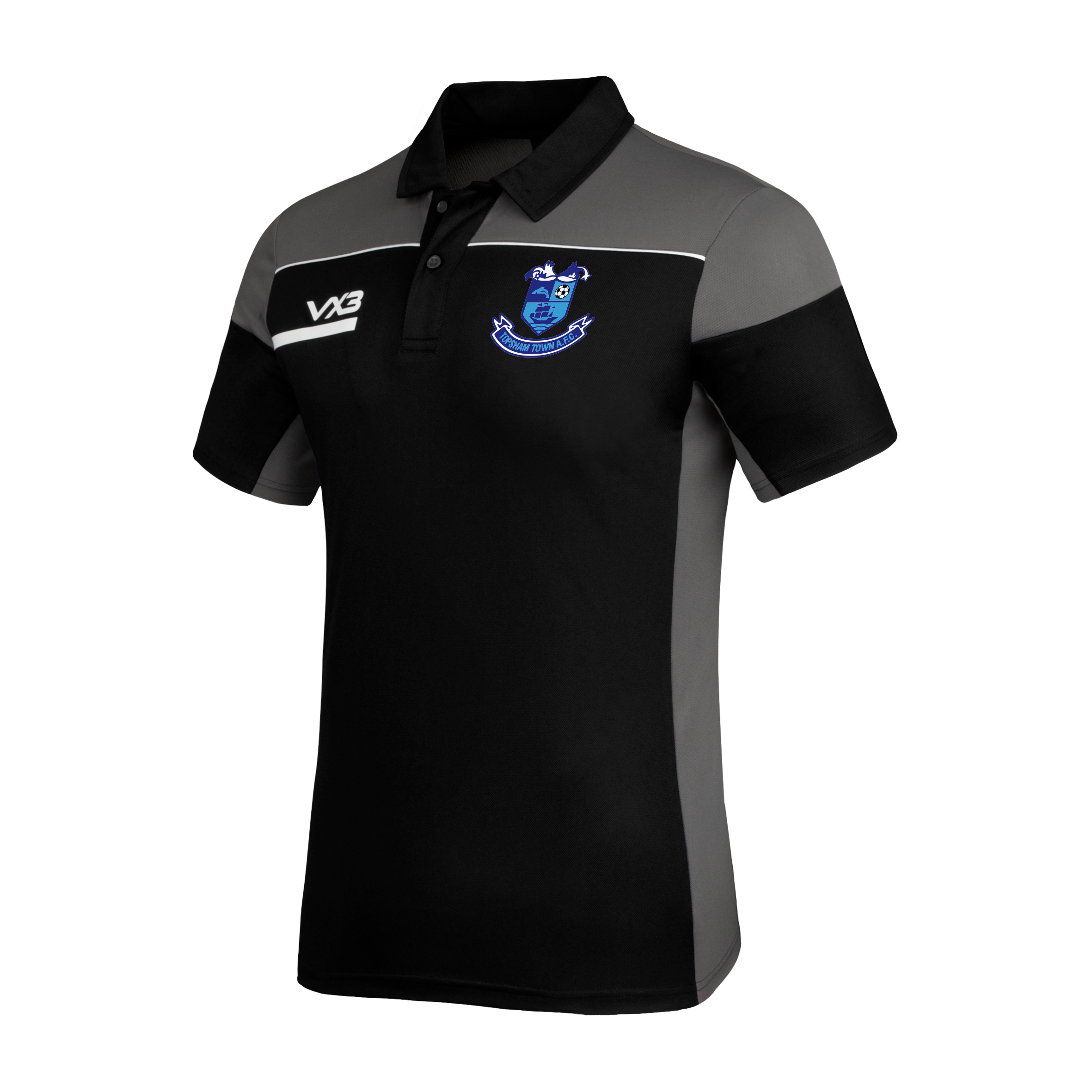 Topsham Town FC Opus Polo - Black Grey