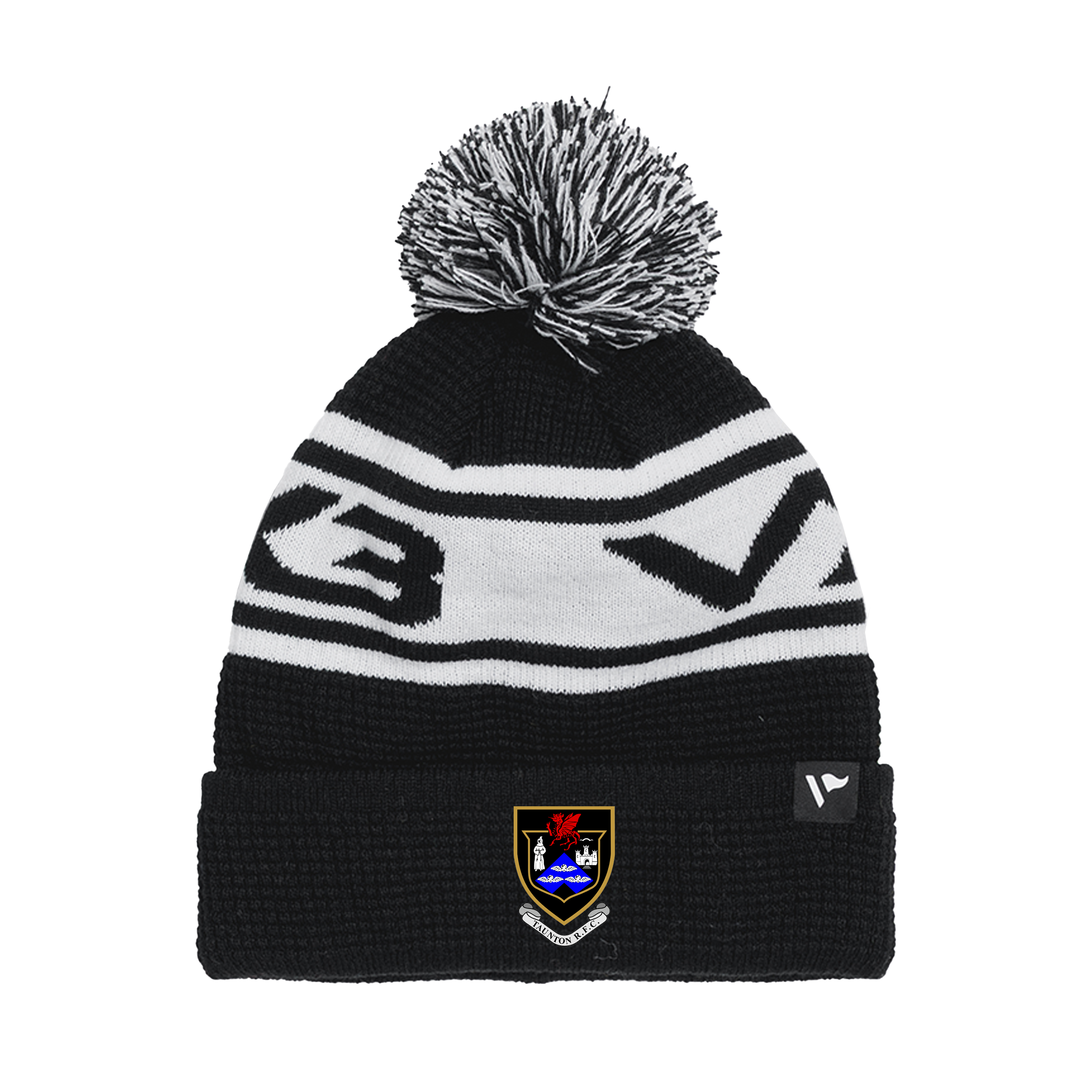 Taunton RFC Waffle Knit Bobble Hat - Black/White