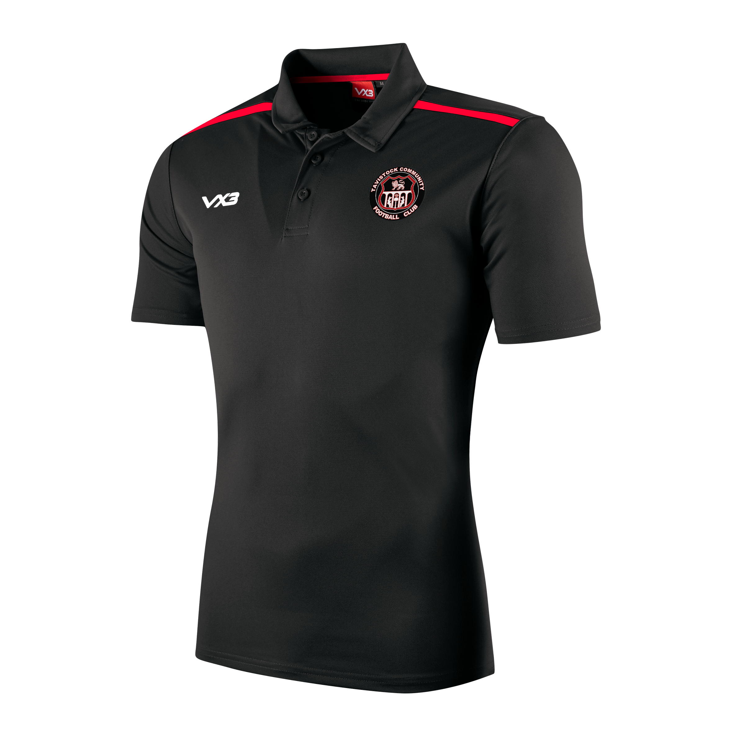 Tavistock Community Football Club Black/Red Fortis Polo