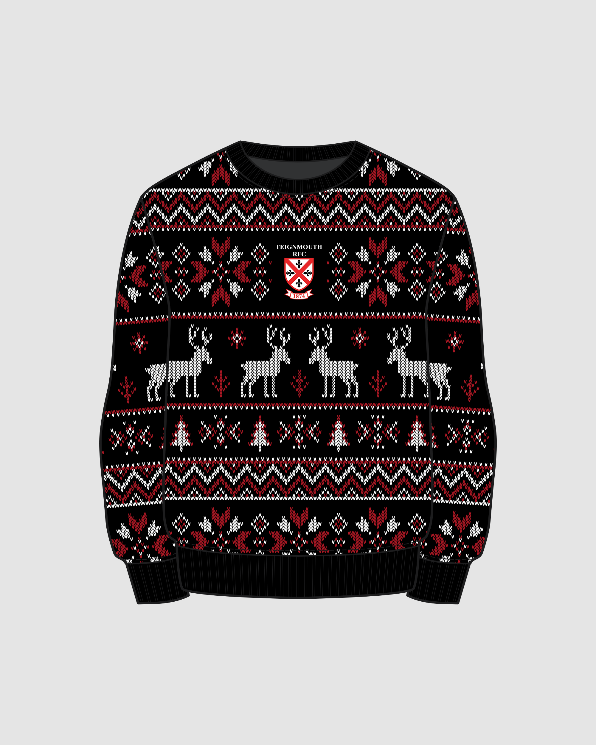 Teignmouth RFC Christmas Jumper - Black/Red/White