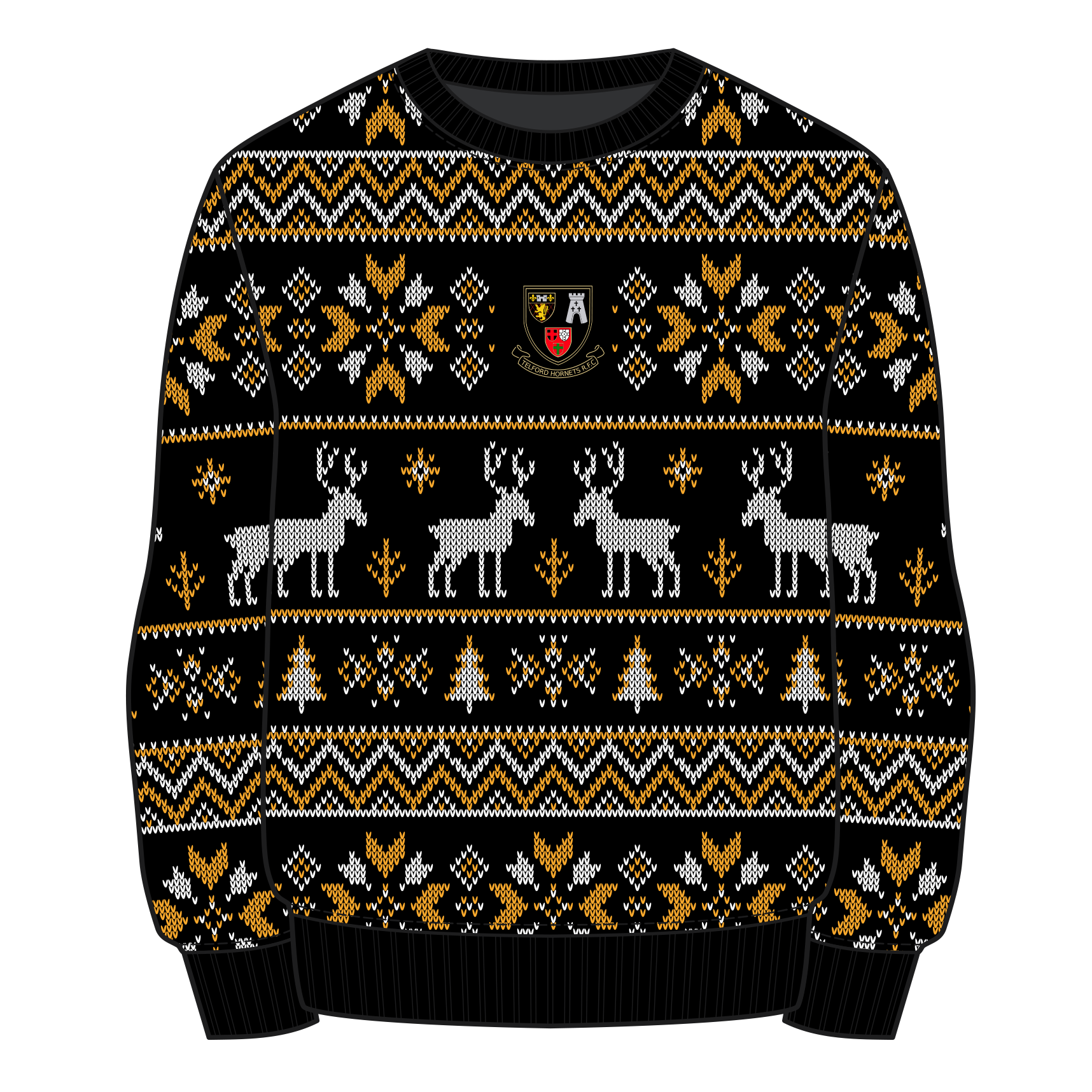 Telford Hornets Christmas Jumper - Black/Amber/White Youth