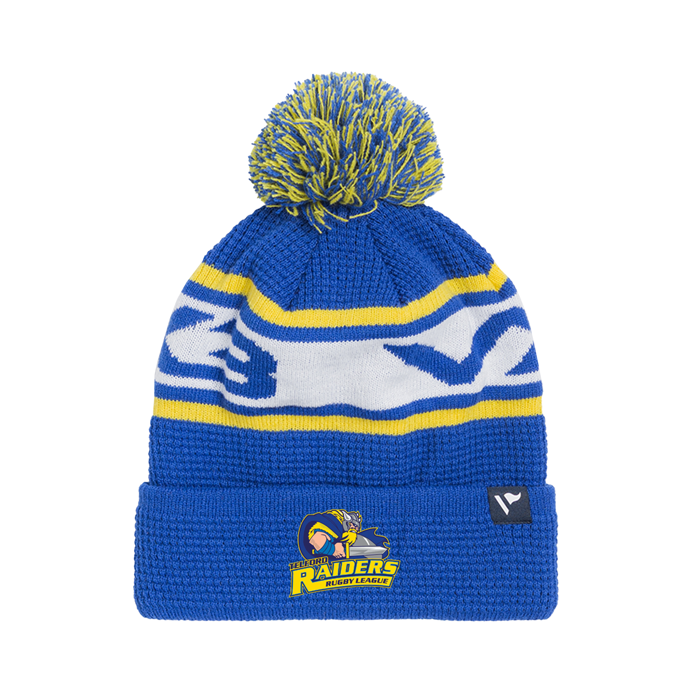 Telford Raiders Rugby League Waffle Knit Bobble Hat - Royal/Yellow/White