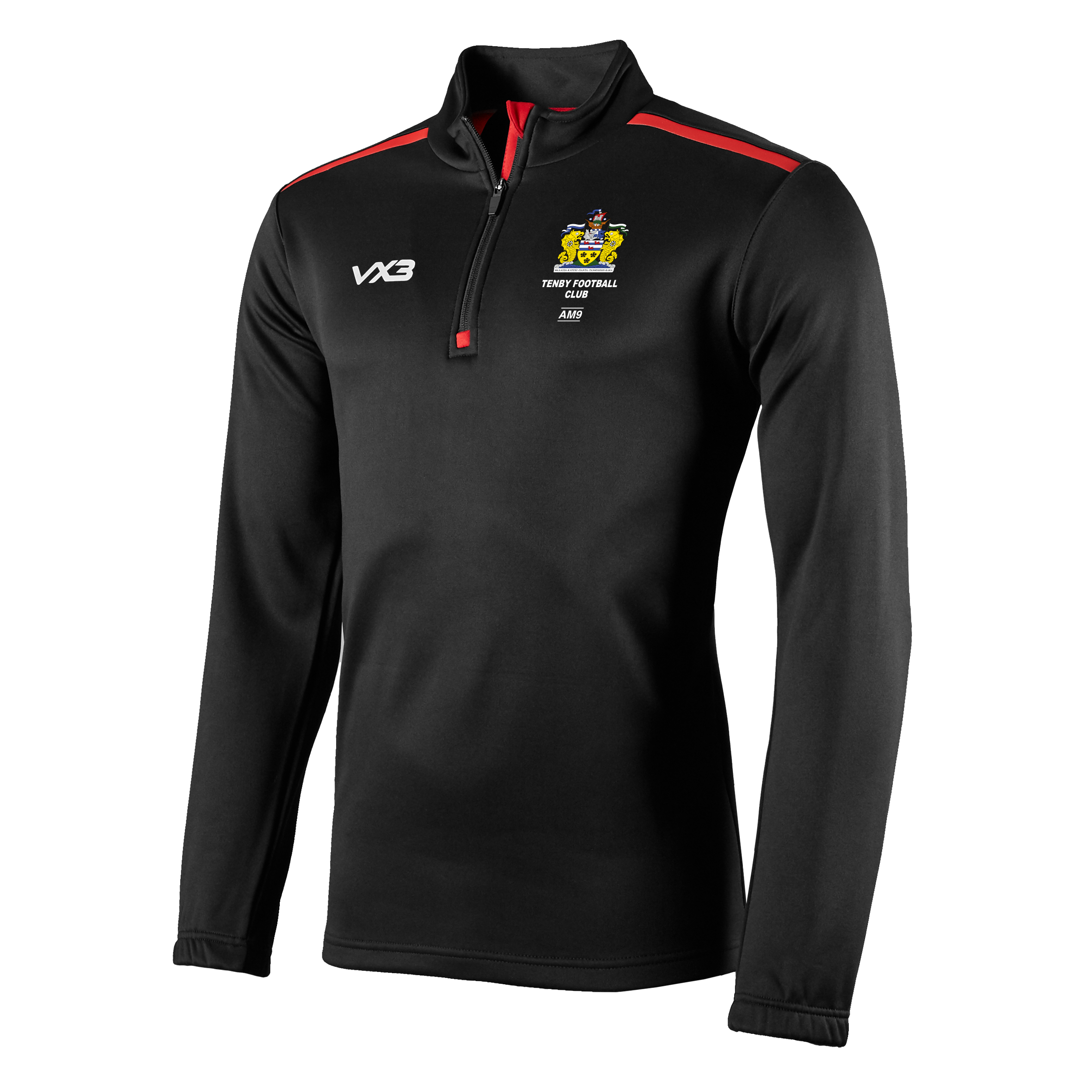 Tenby FC Fortis Quarter Zip Sweat Black/Red
