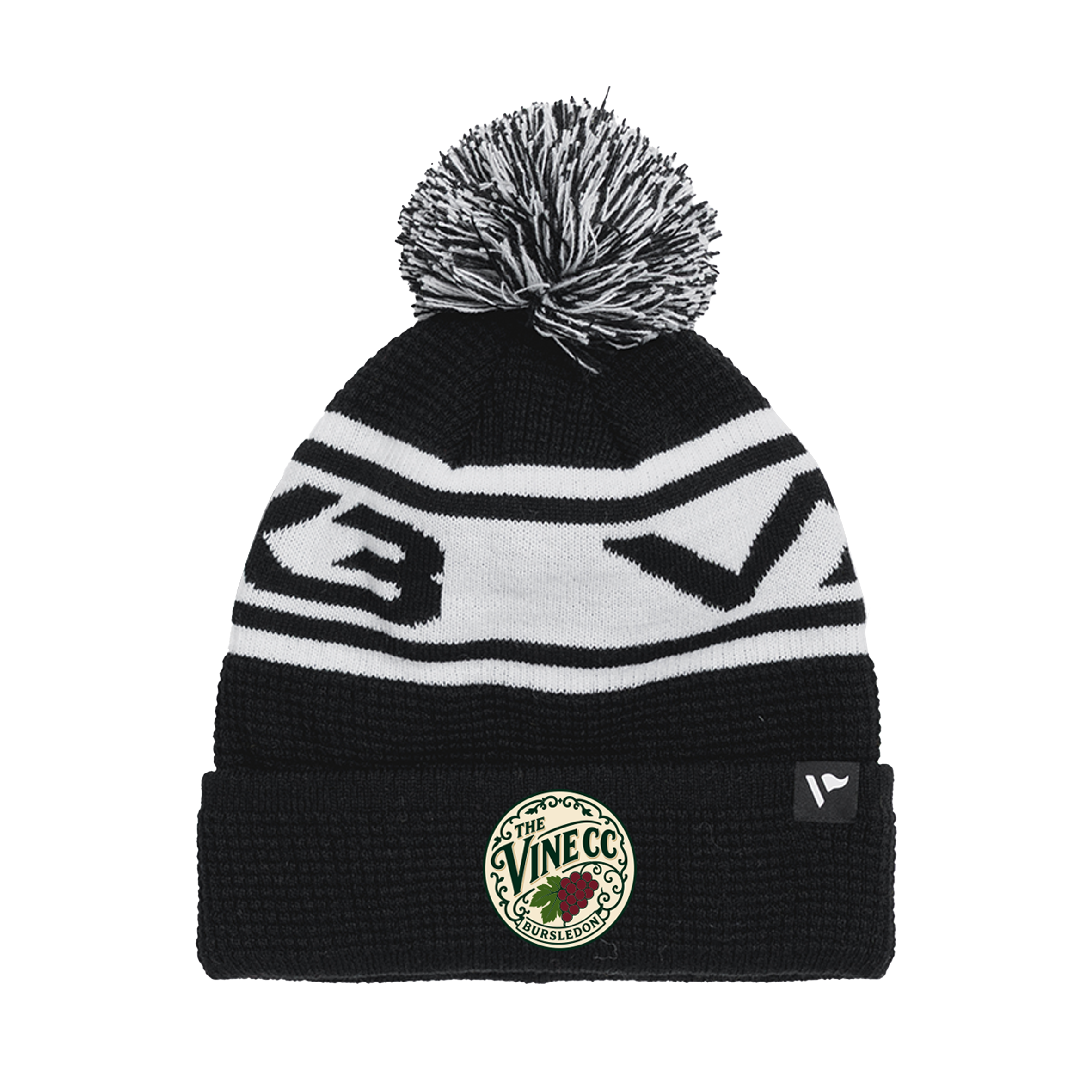 The Vine CC Waffle Knit Bobble Hat - Black/White