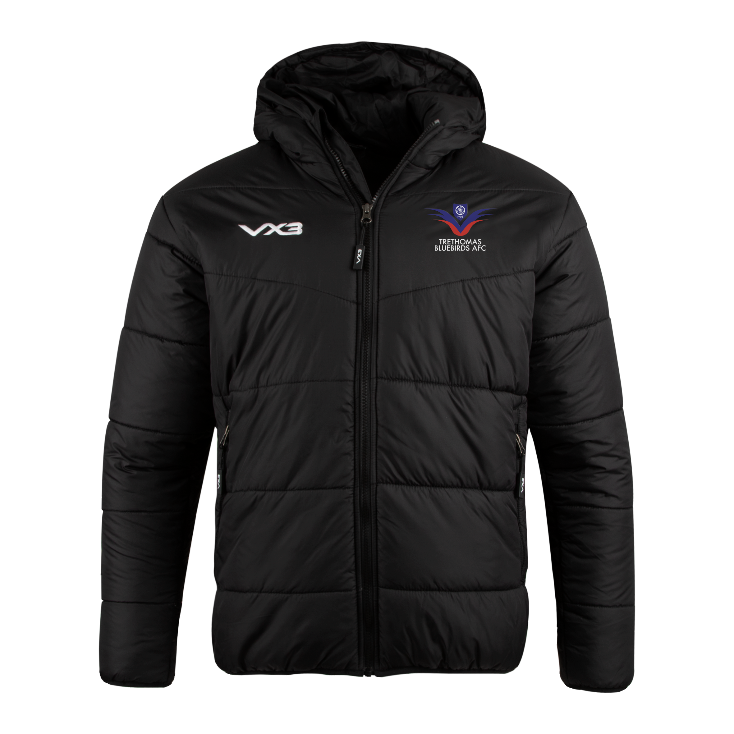 Trethomas Bluebirds FC Black Lorica Quilted Jacket