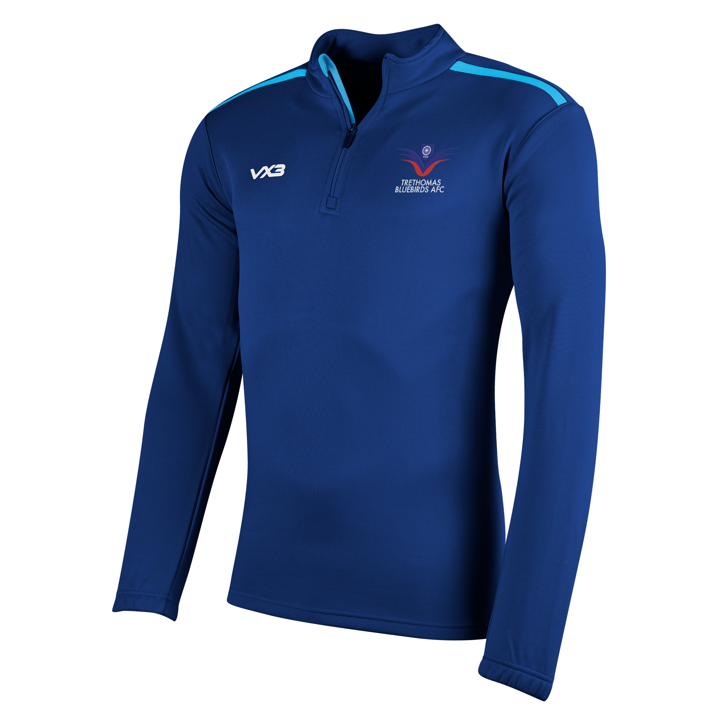 Trethomas Bluebirds FC Navy/Sky Fortis Youth Quarter Zip Sweat