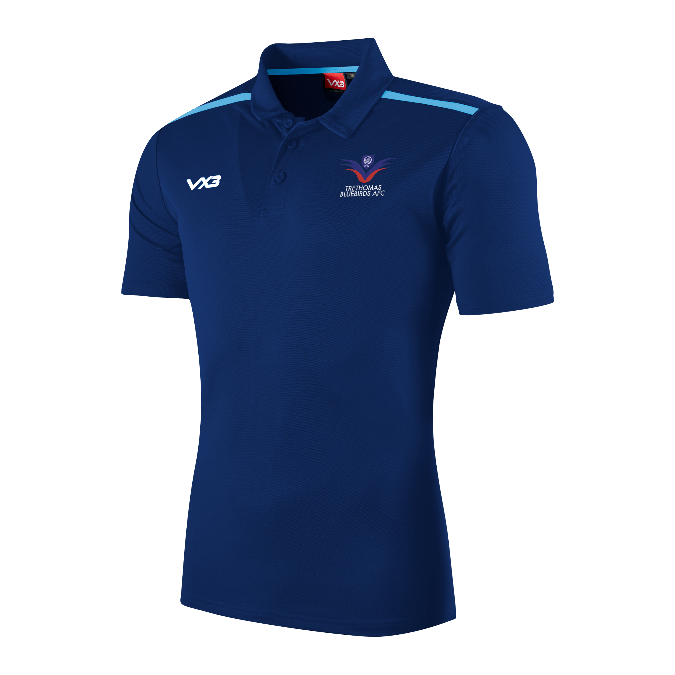Trethomas Bluebirds FC Navy/Sky Fortis Youth Polo