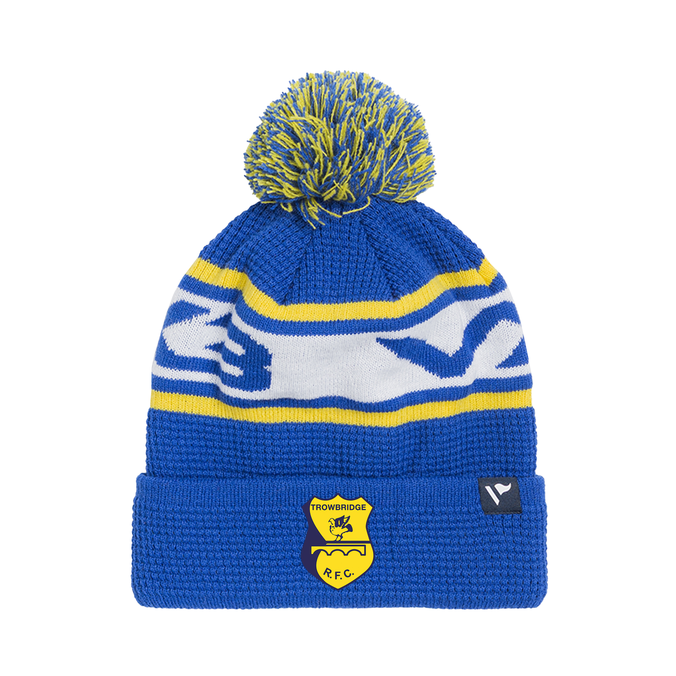 Trowbridge RFC Waffle Knit Bobble Hat - Royal/Yellow/White
