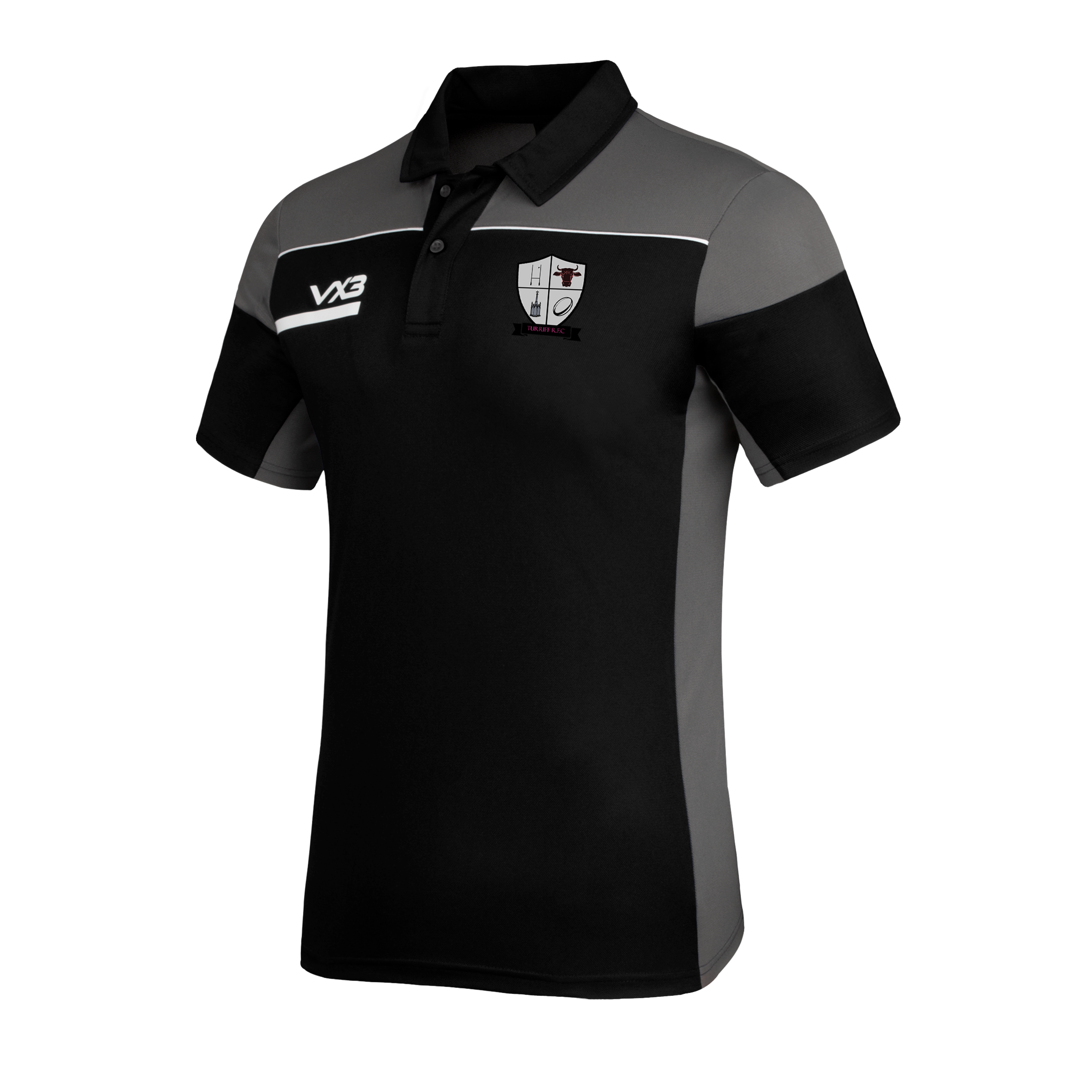 Turriff RFC Opus Polo - Black Grey
