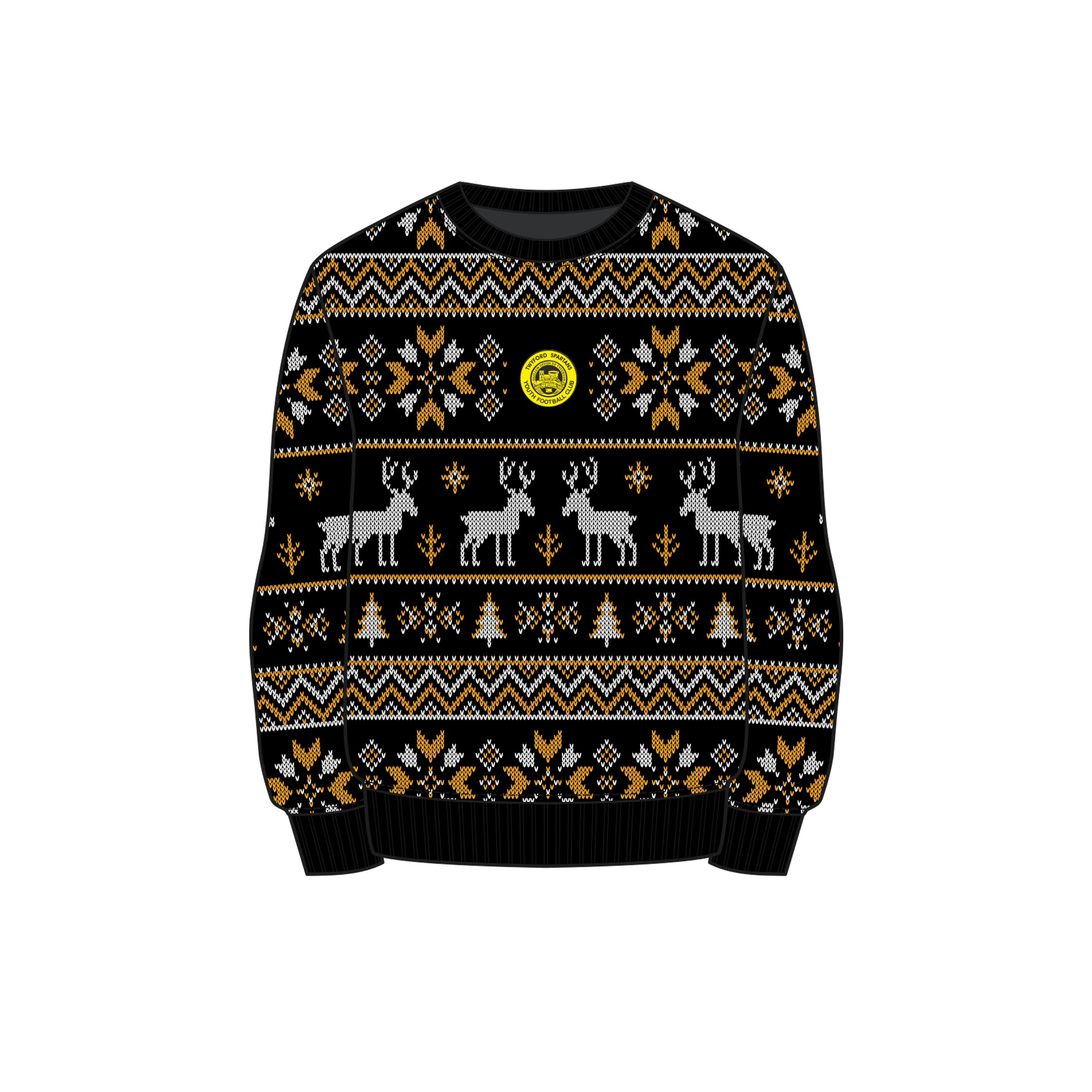 Twyford Spartans Youth FC Christmas Jumper - Black/Amber/White Youth
