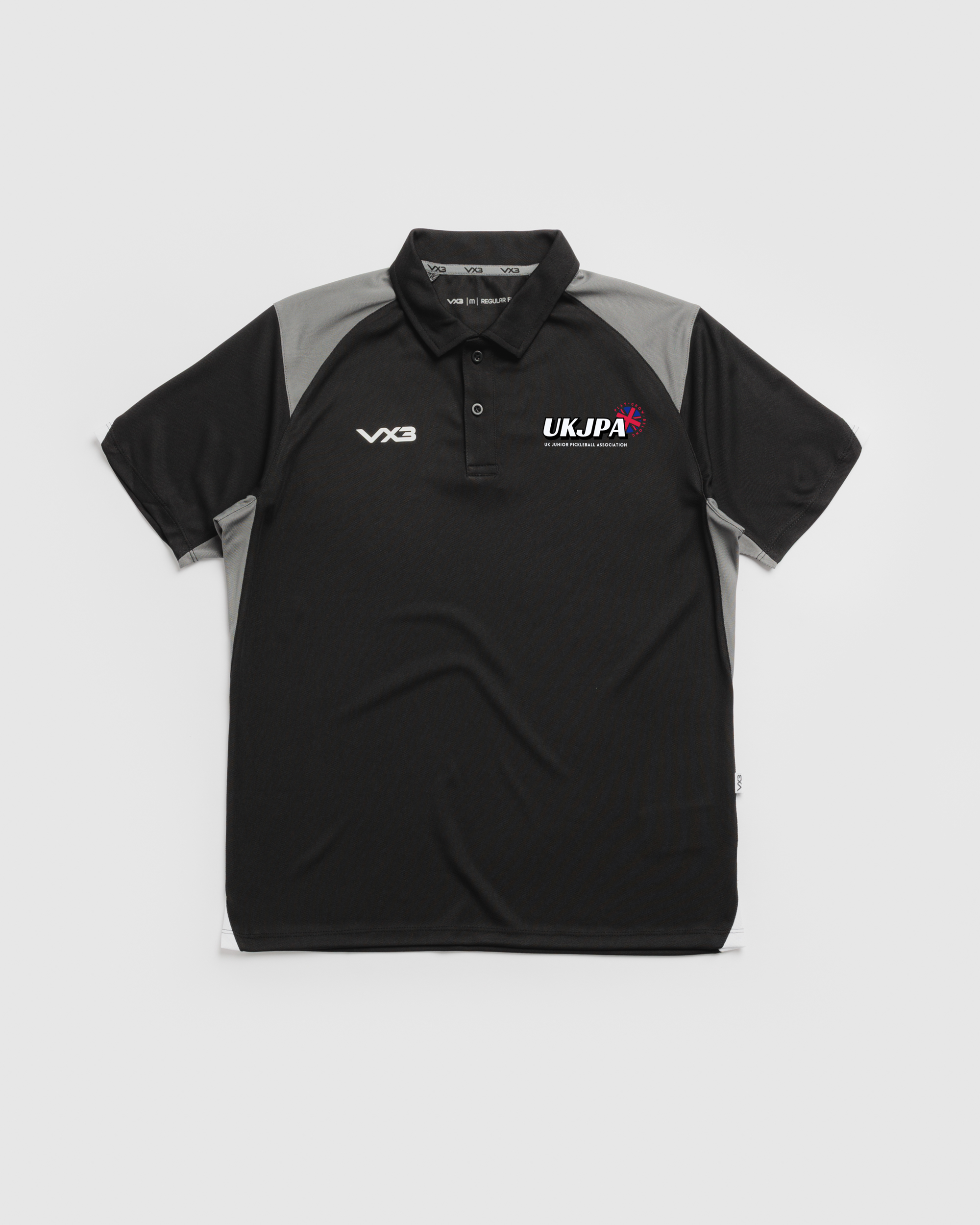 UK Junior Pickleball Academy x UTD Pickleball Vertex Polo -Black/Grey/White