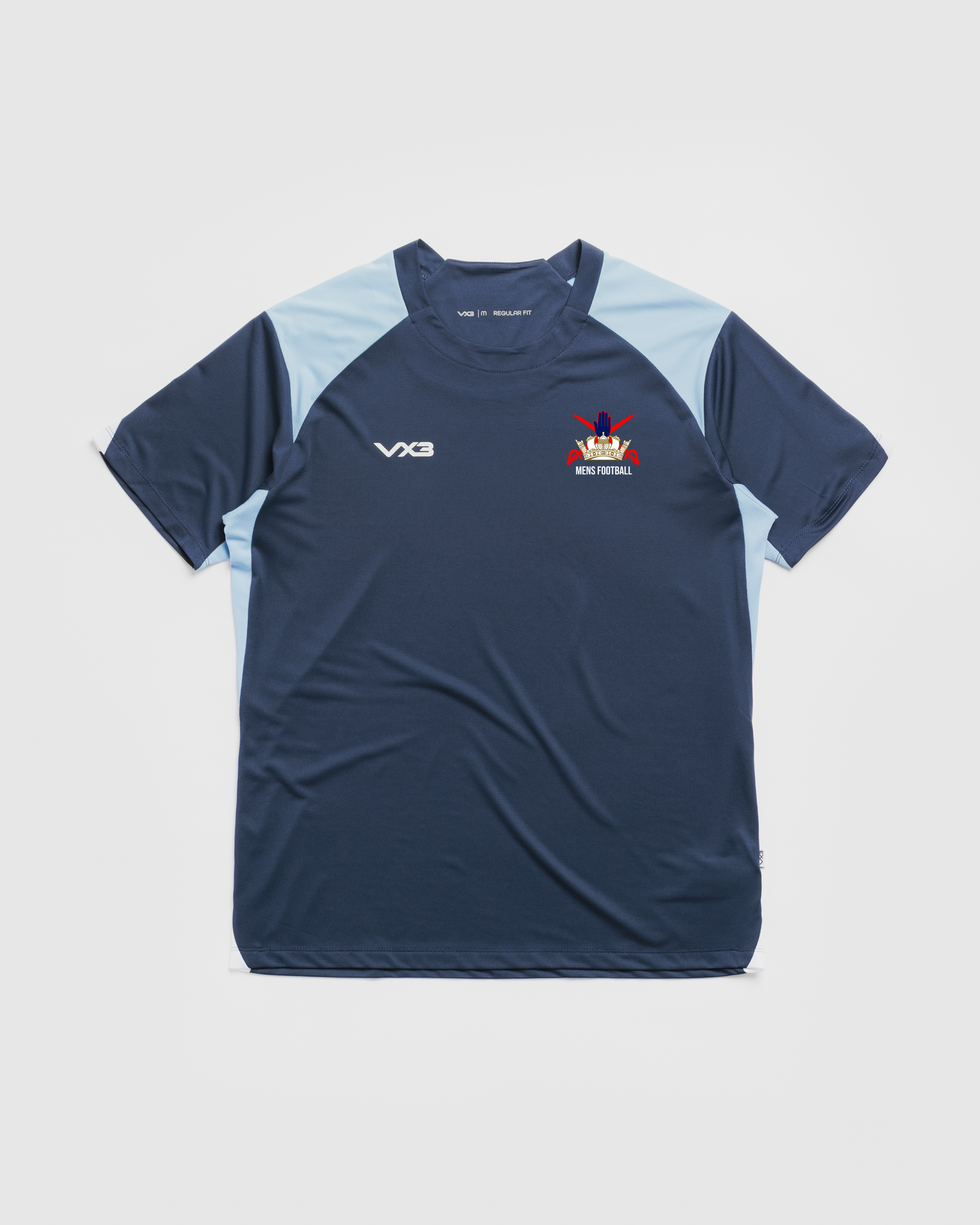 University Of Plymouth Men’s Football Club Vertex Tee -Navy/Sky/White