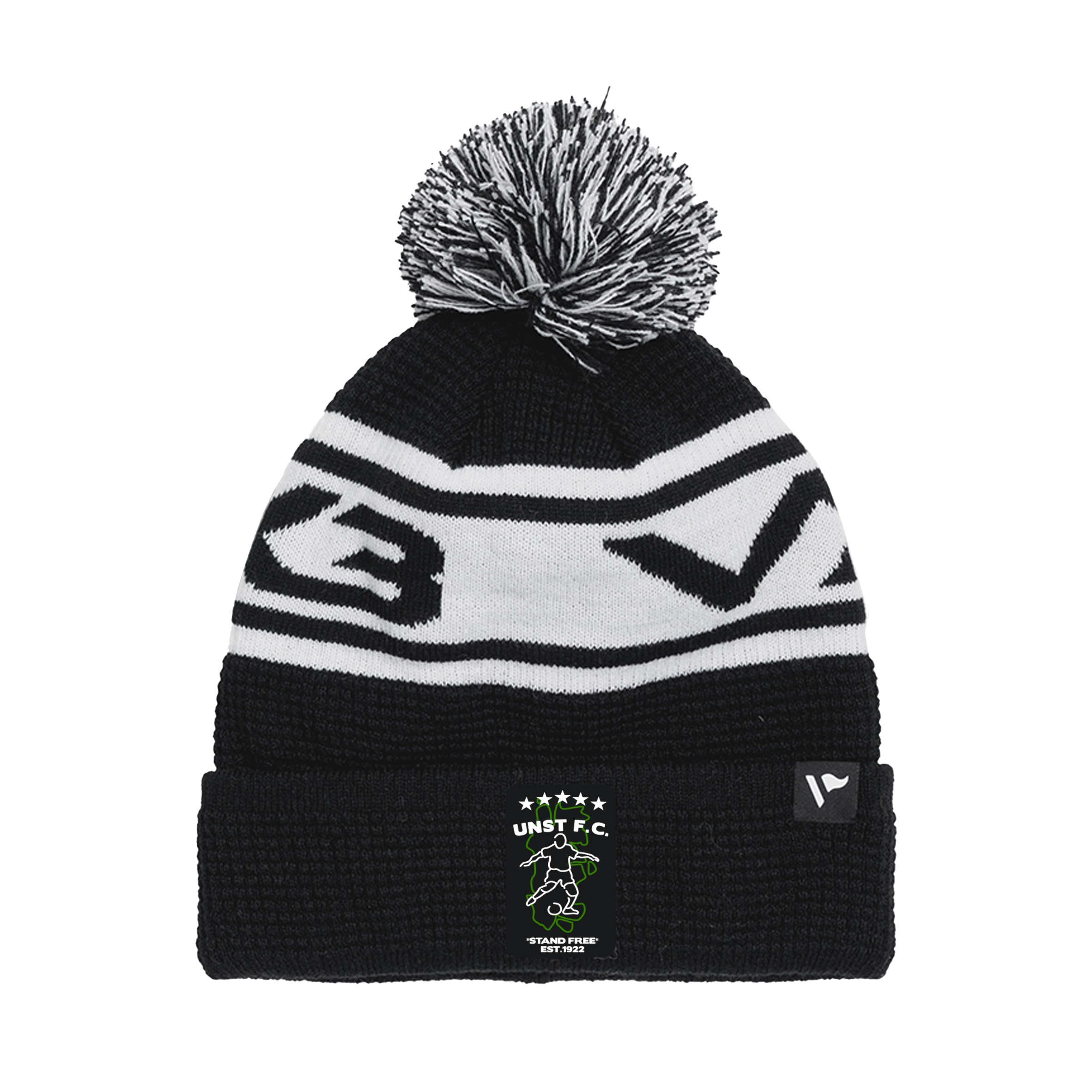 Unst FC Waffle Knit Bobble Hat - Black/White