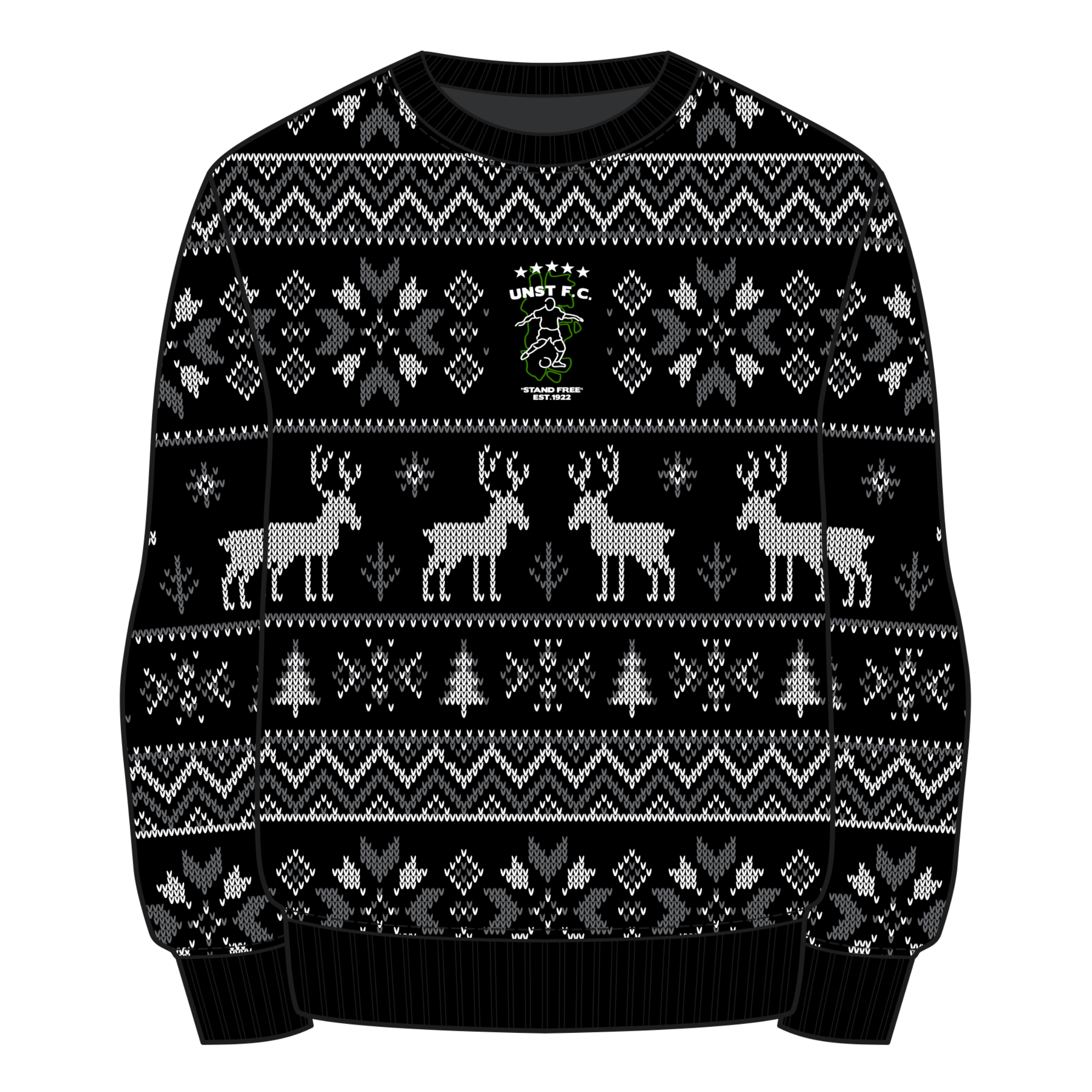 Unst FC Christmas Jumper - Black/Grey/White