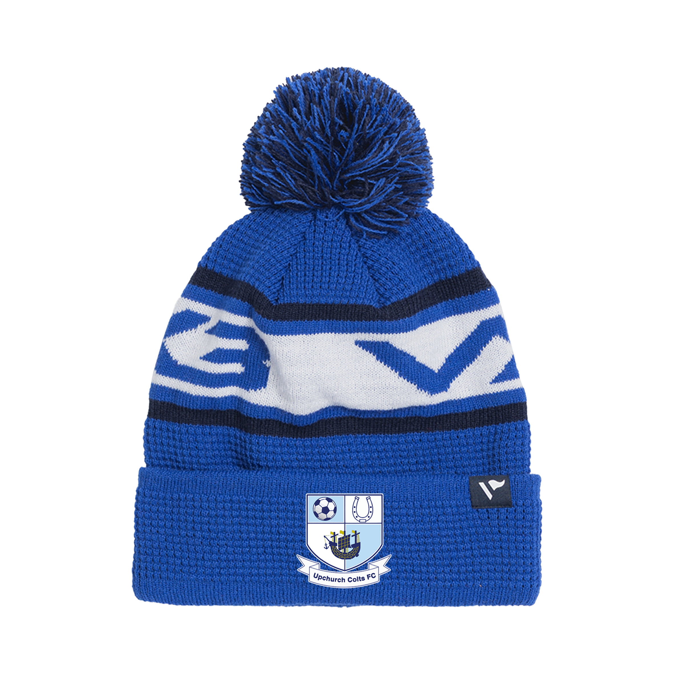 Upchurch FC Waffle Knit Bobble Hat - Royal/Navy/White