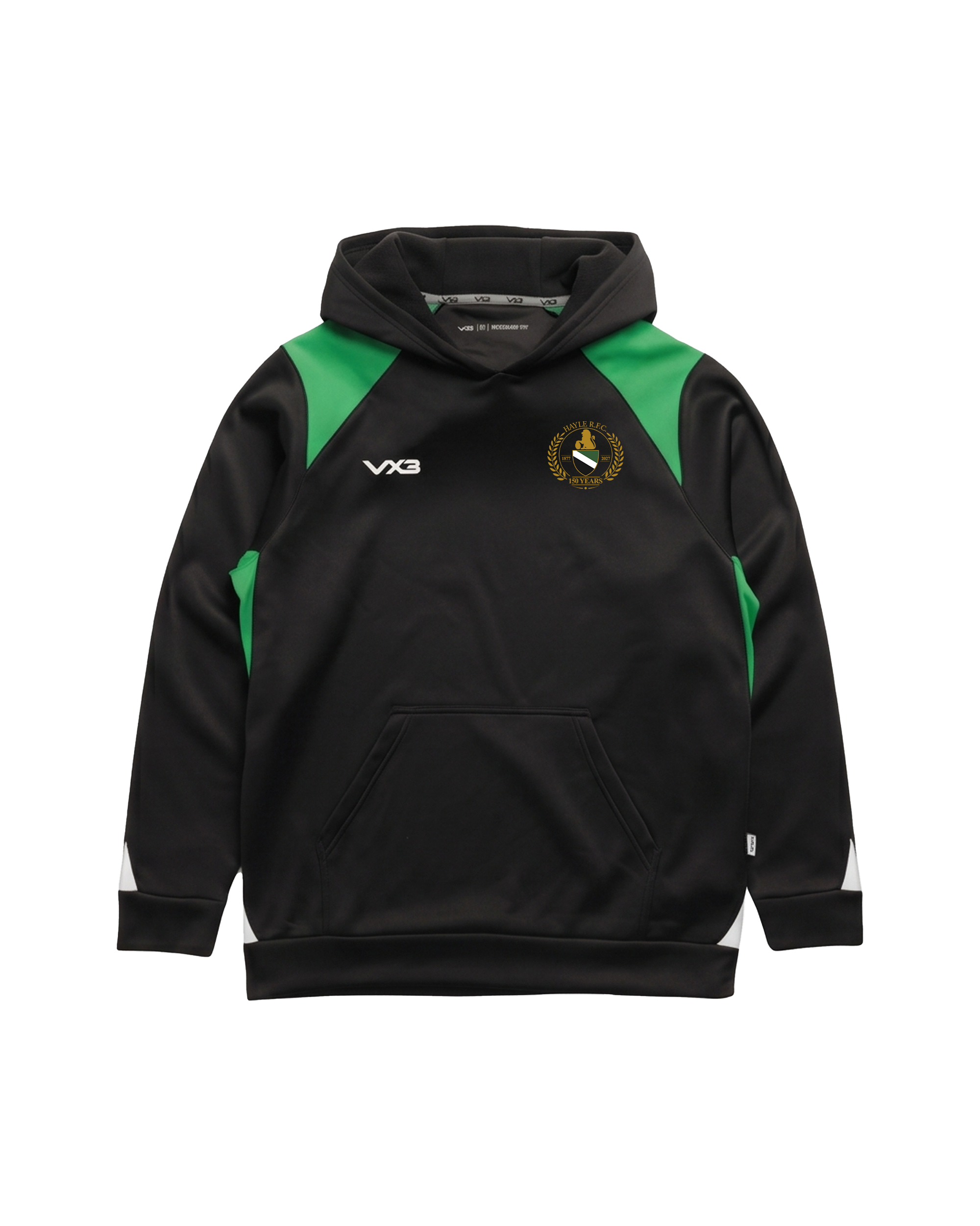 Hayle RFC 150th Vertex Youth Hoodie - Black Emerald White