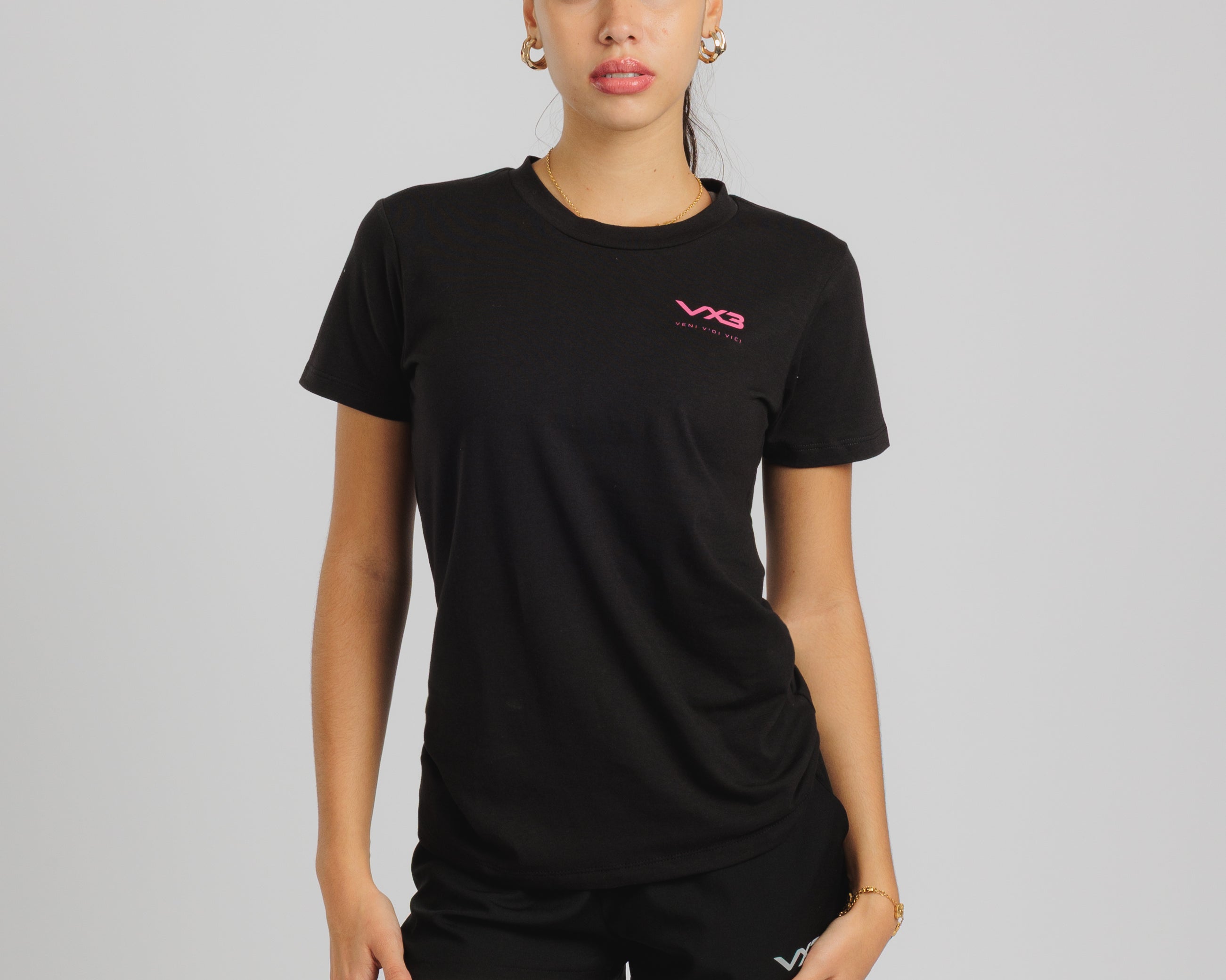 VeniVidiViciLadiesTeeBlack-HotPink-1.jpg