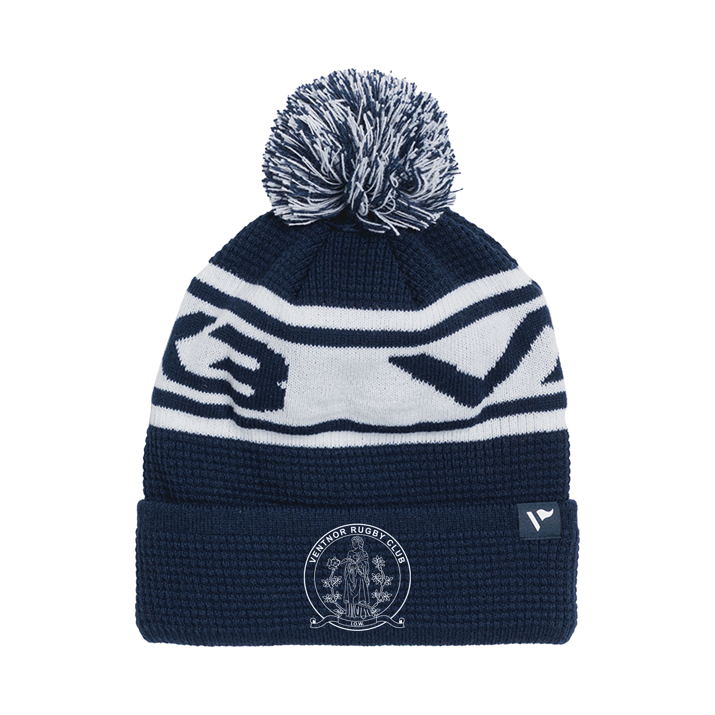 Ventnor RFC Waffle Knit Bobble Hat - Navy/White
