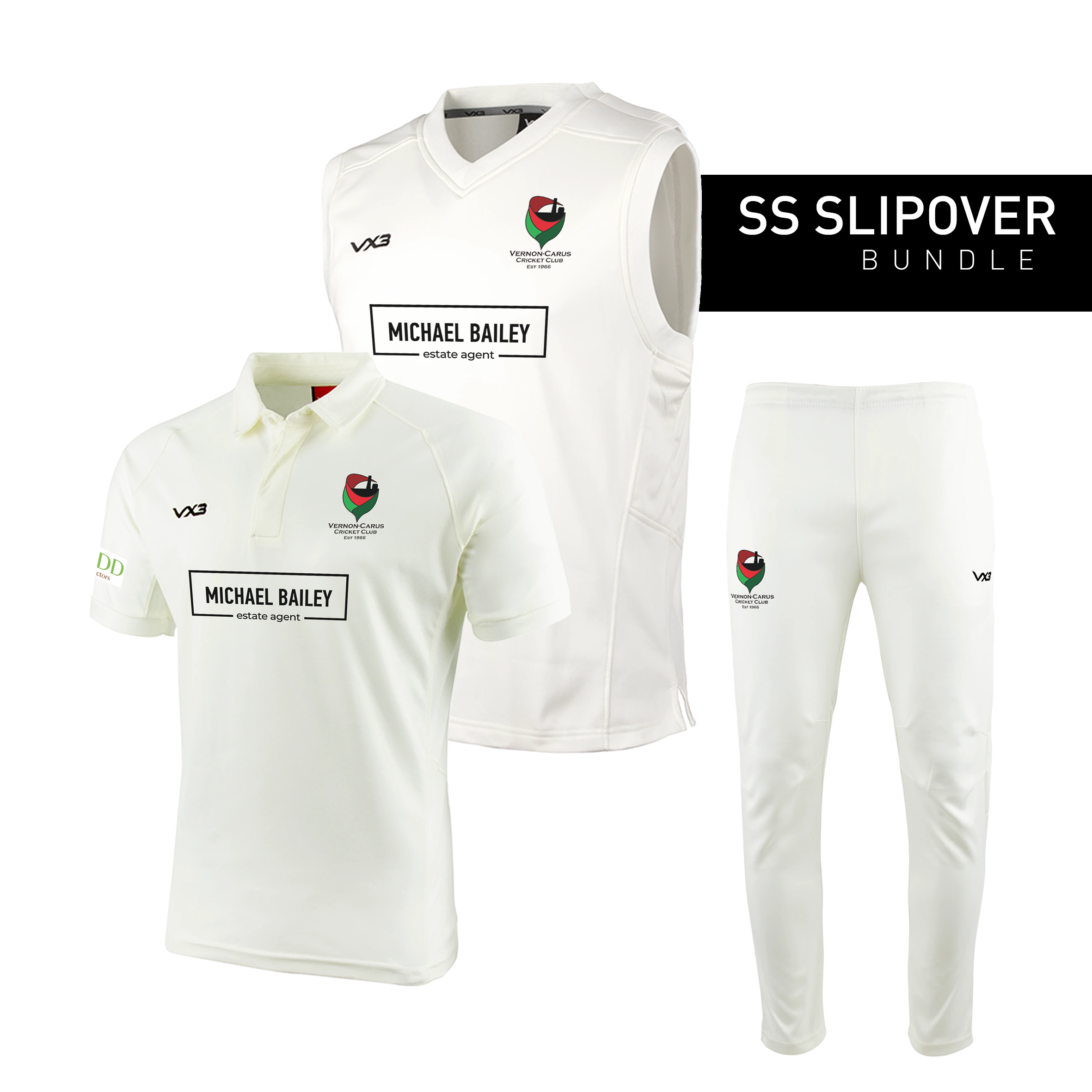 Vernon-Carus Cricket Club Youth SS Slipover Bundle