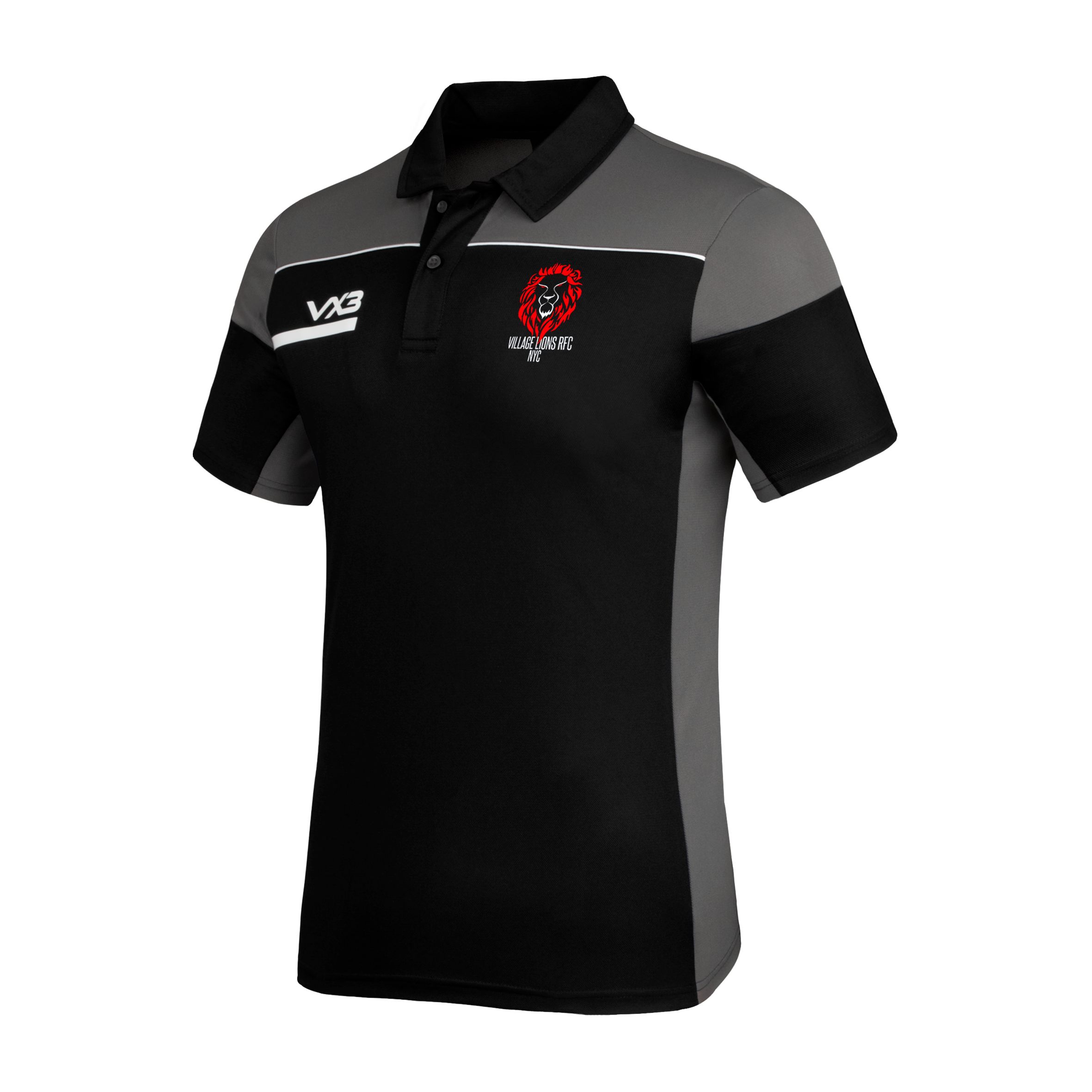 Village Lions RFC Opus Polo - Black Grey