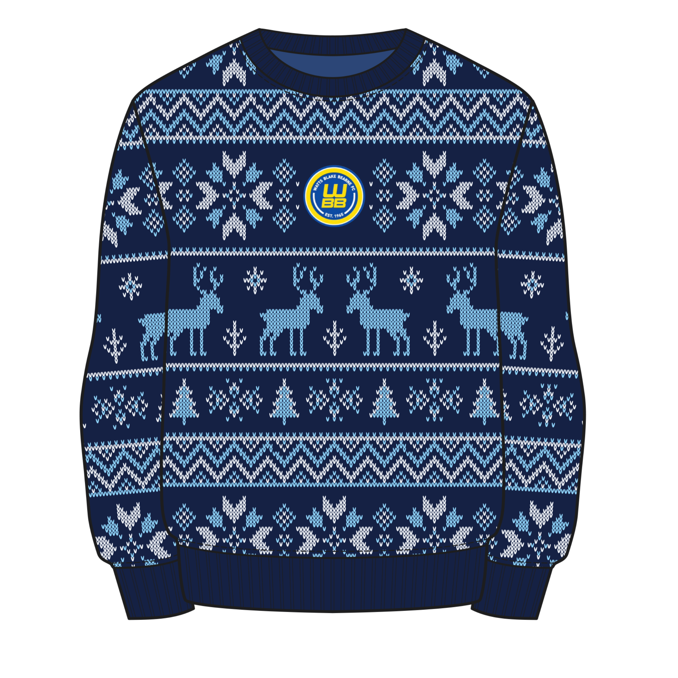 WBB FC Christmas Jumper - Navy/Sky/White