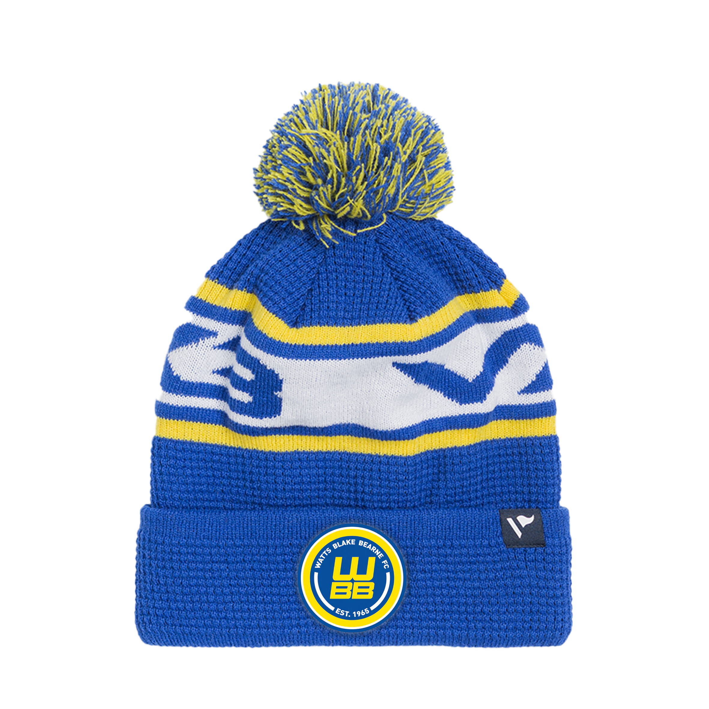 WBB FC Waffle Knit Bobble Hat - Royal/Yellow/White