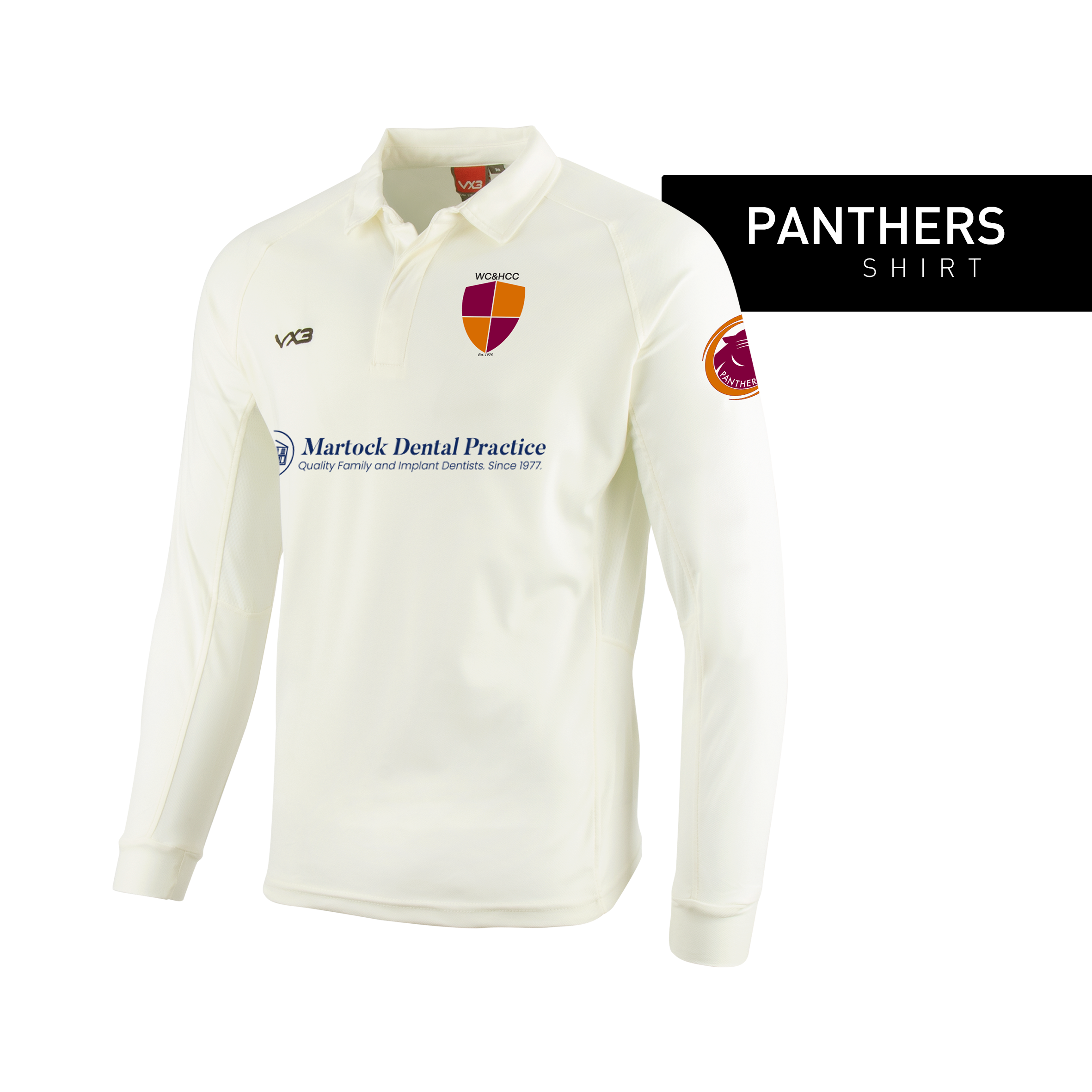 West Coker and Hardington Cricket Club Cricket Whites Long Sleeve Shirt (Panthers Players Only)