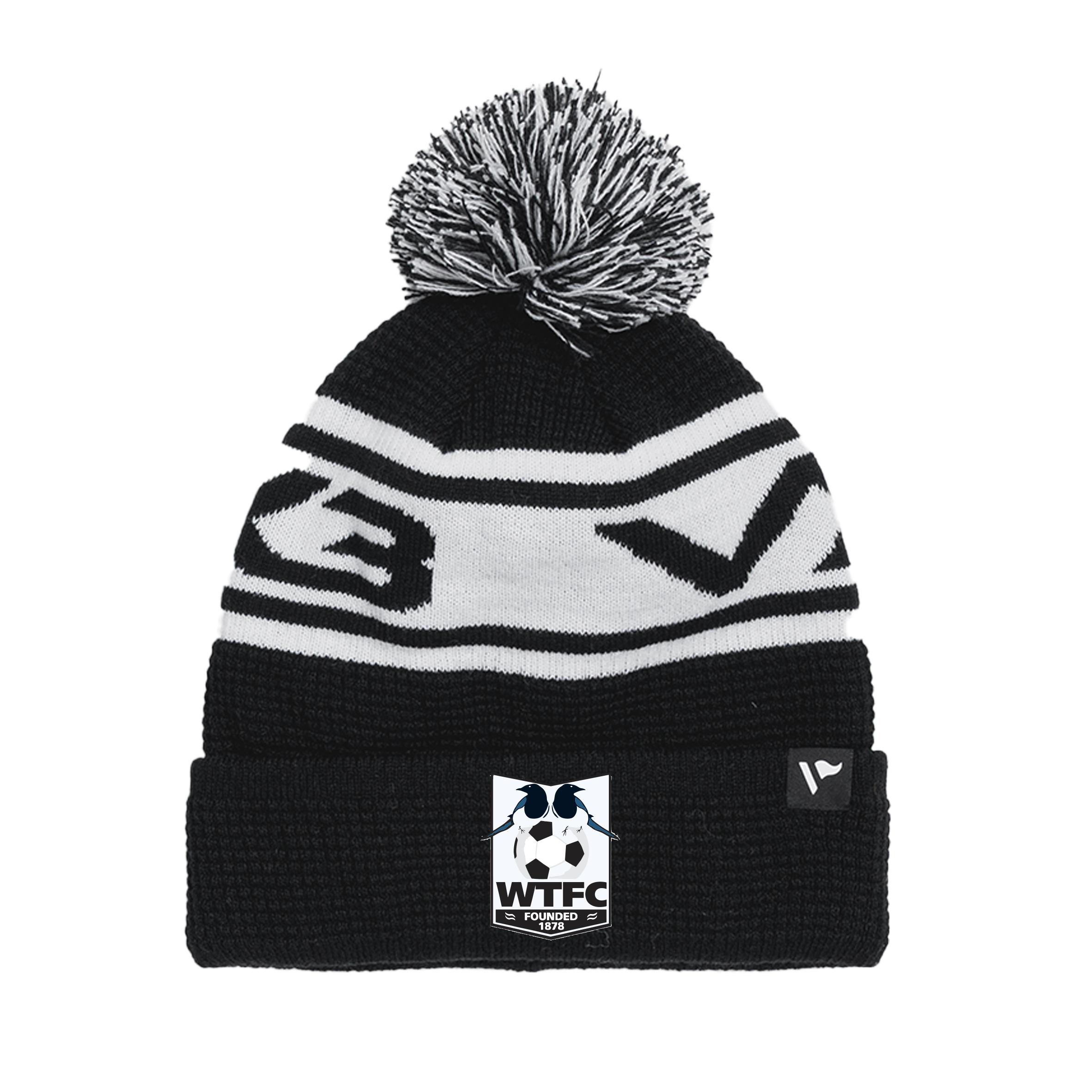 Wimborne Town FC Waffle Knit Bobble Hat - Black/White