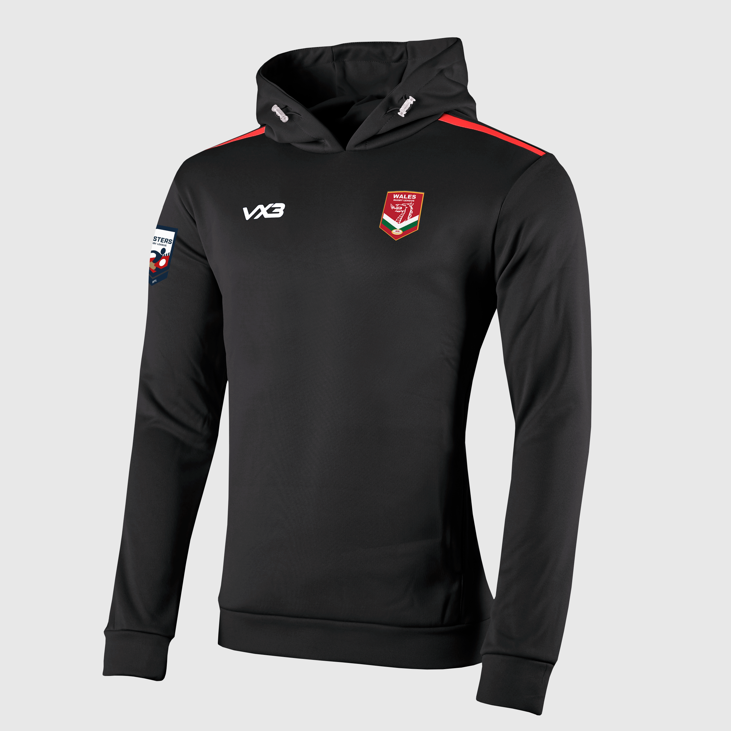 Wales Rugby League Masters Black/Red Fortis Youth Hoodie