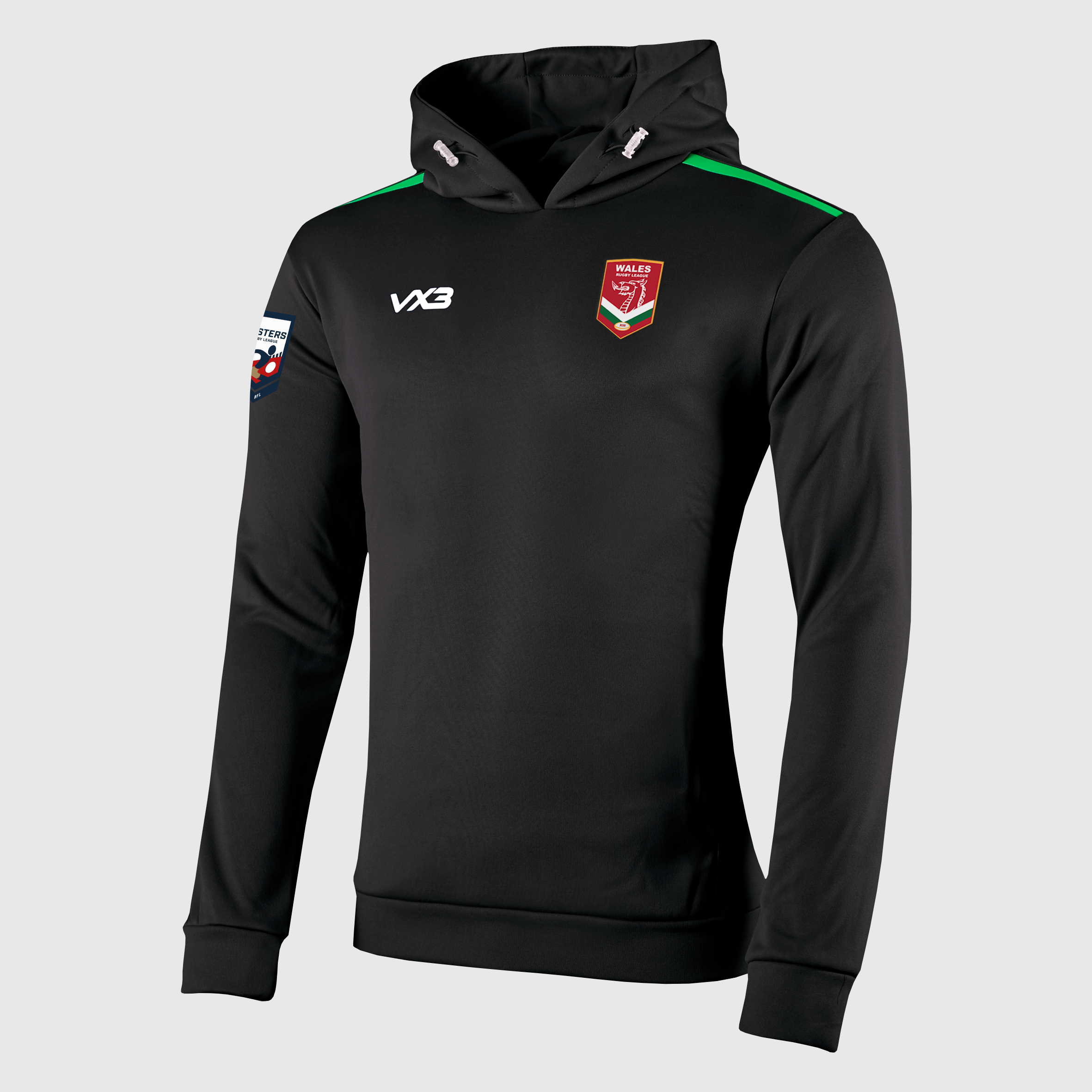 Wales Rugby League Masters Black/Emerald Fortis Hoodie