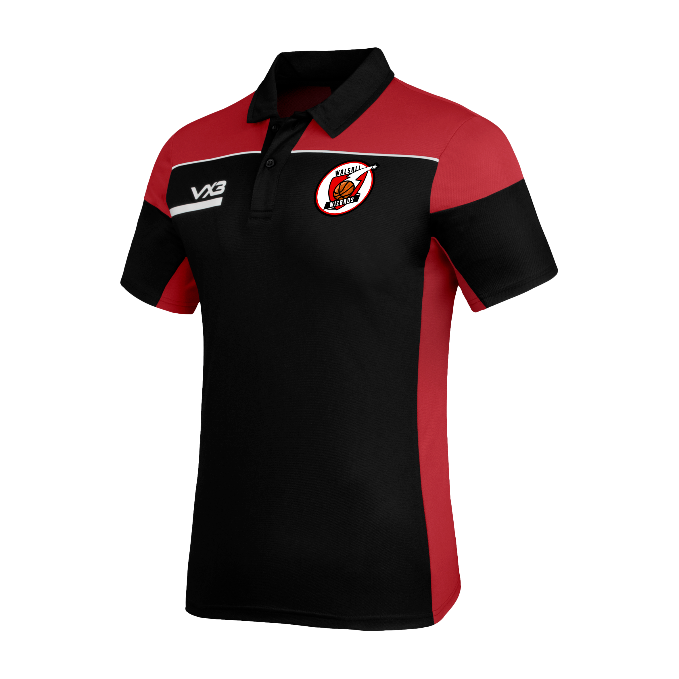 Walsall Wizards Basketball Opus Polo - Black Red