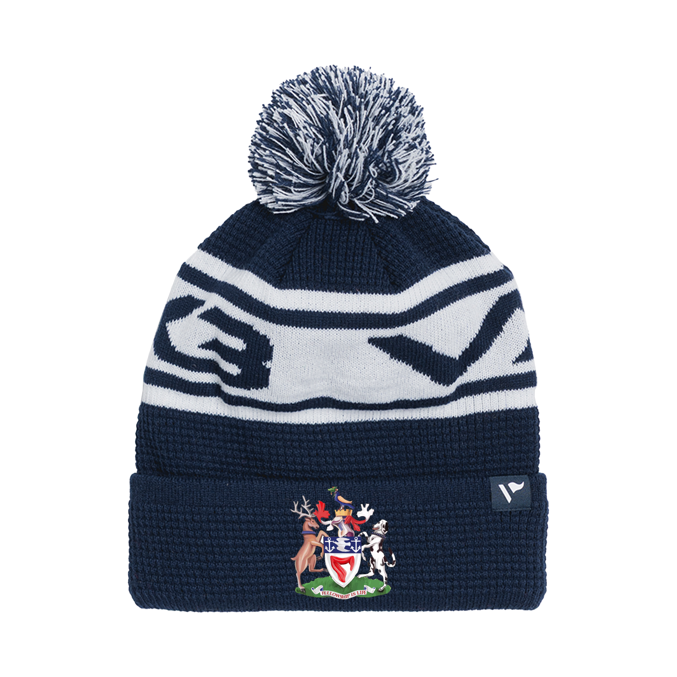 Walthamstow Cricket Club Waffle Knit Bobble Hat - Navy/White