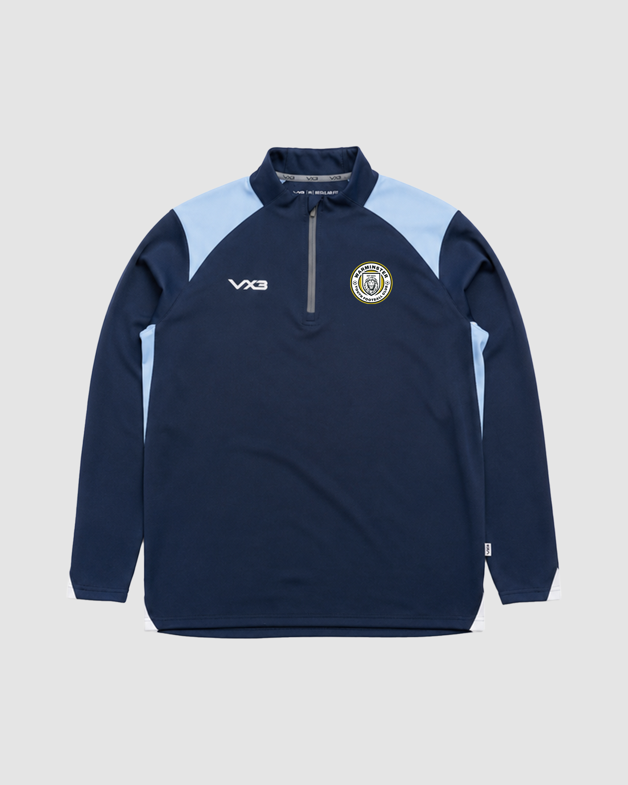 Warminster Youth FC Vertex Youth Quarter Zip -Navy/Sky/White