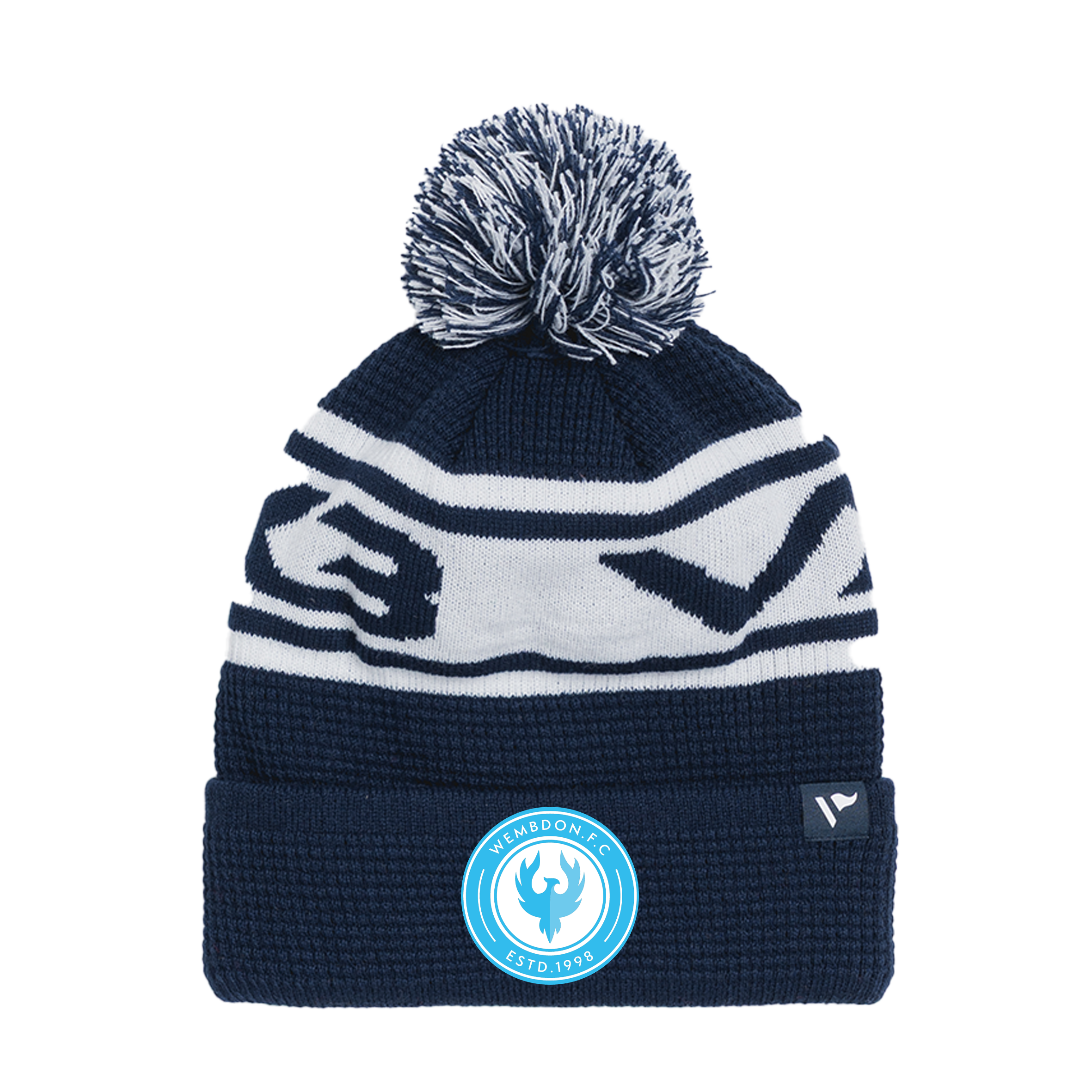 Wembdon FC Waffle Knit Bobble Hat - Navy/White