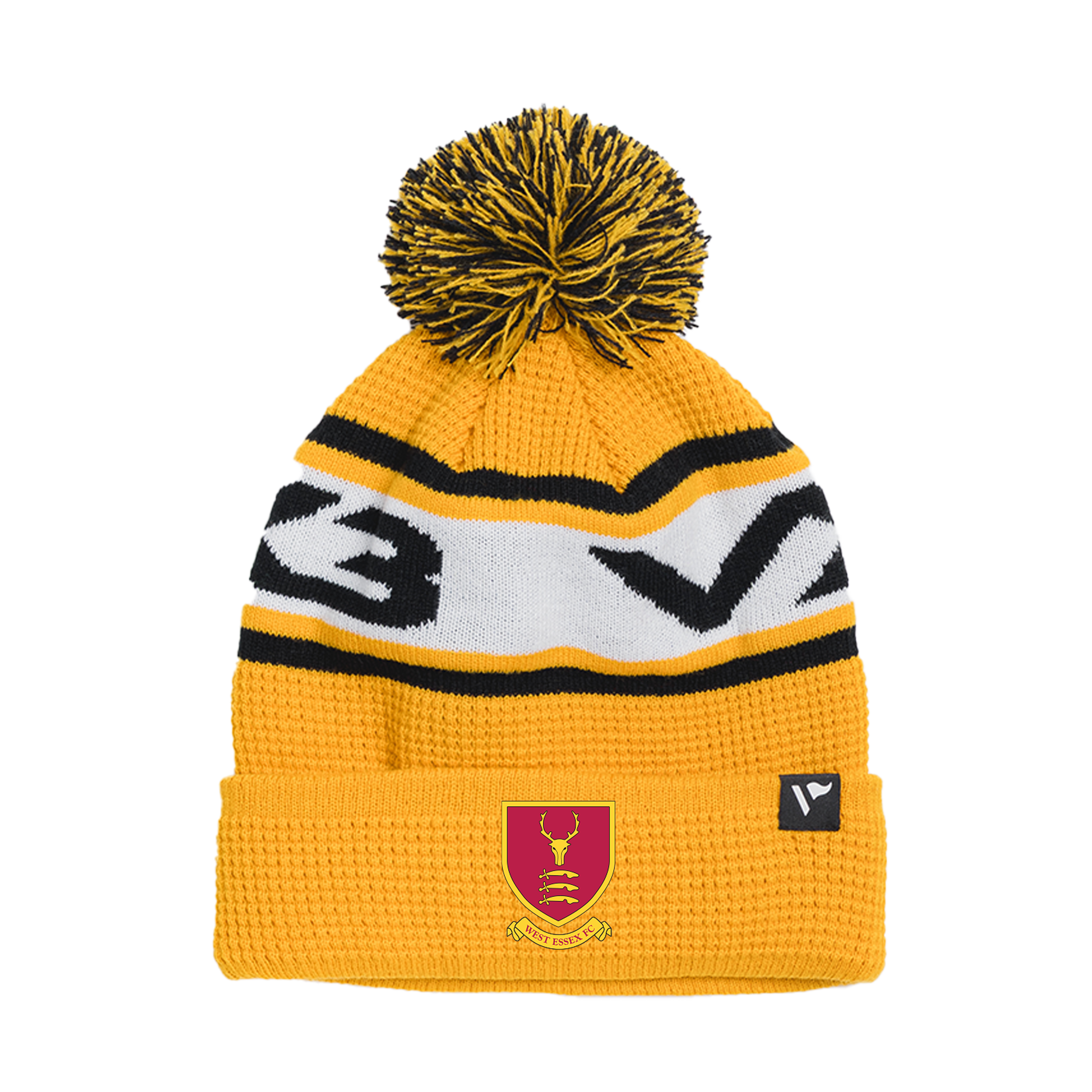 West Essex FC Waffle Knit Bobble Hat - Amber/Black/White