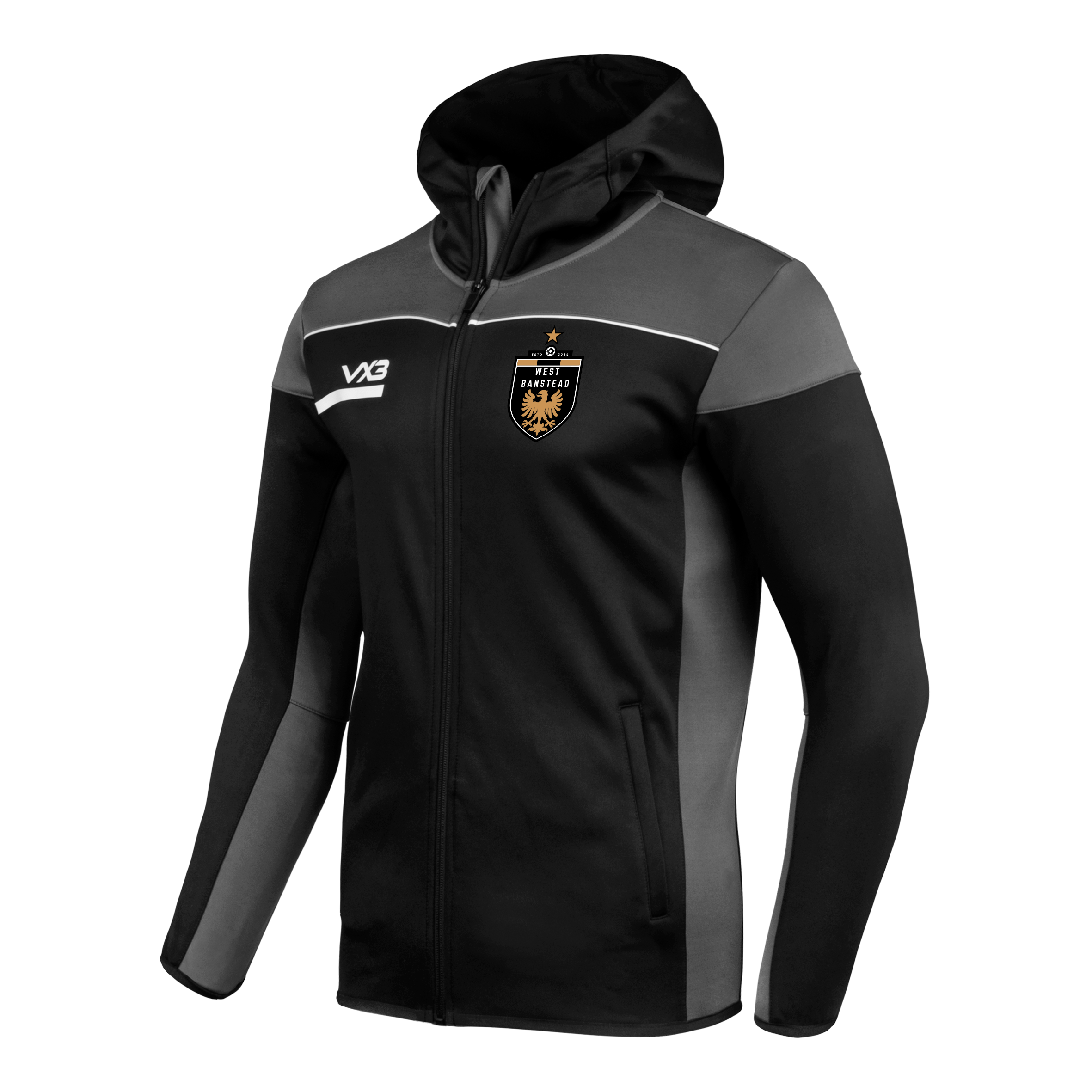 West Banstead FC Opus Zoodie Youth - Black Grey