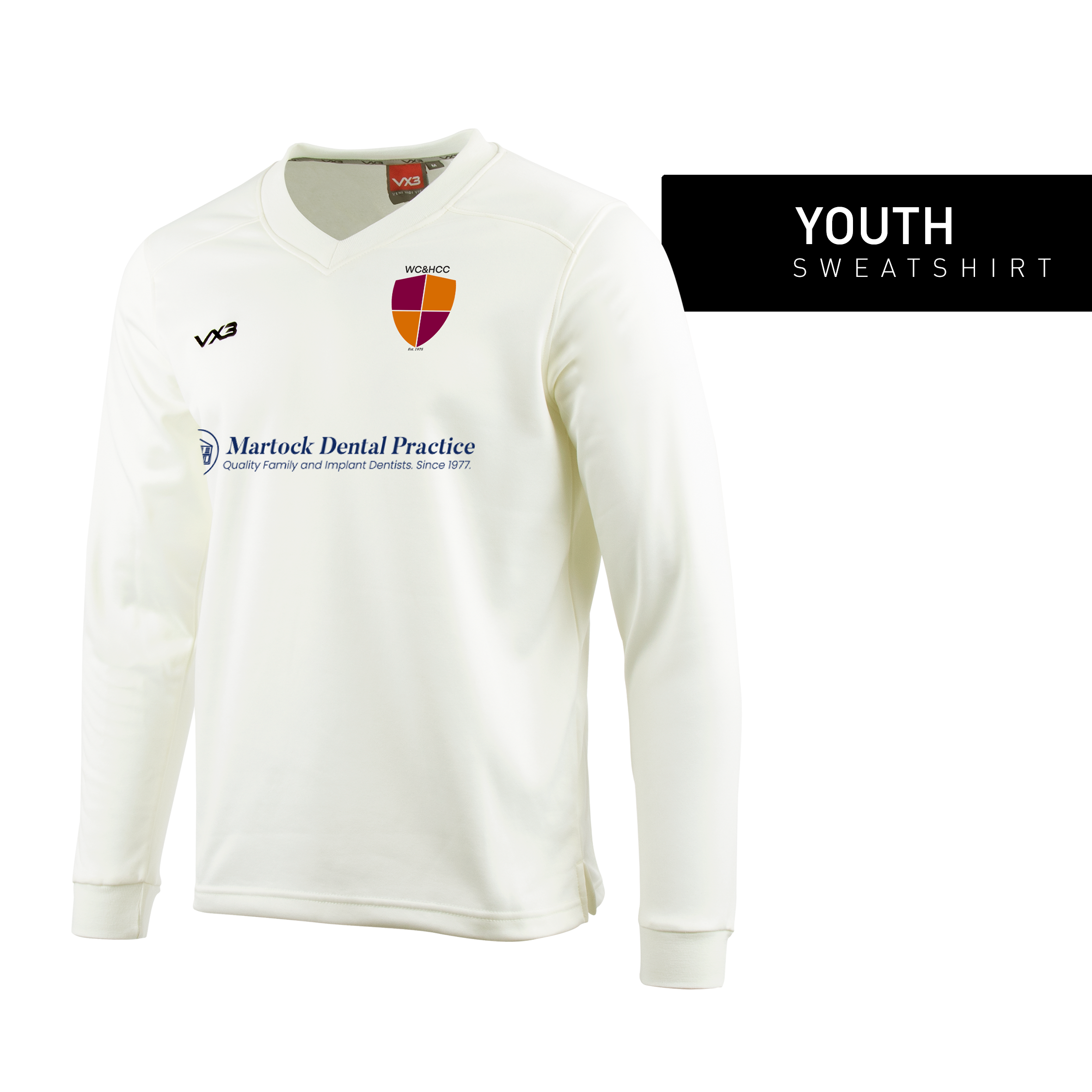West Coker and Hardington Cricket Club Cricket Whites Youth Sweatshirt Elite