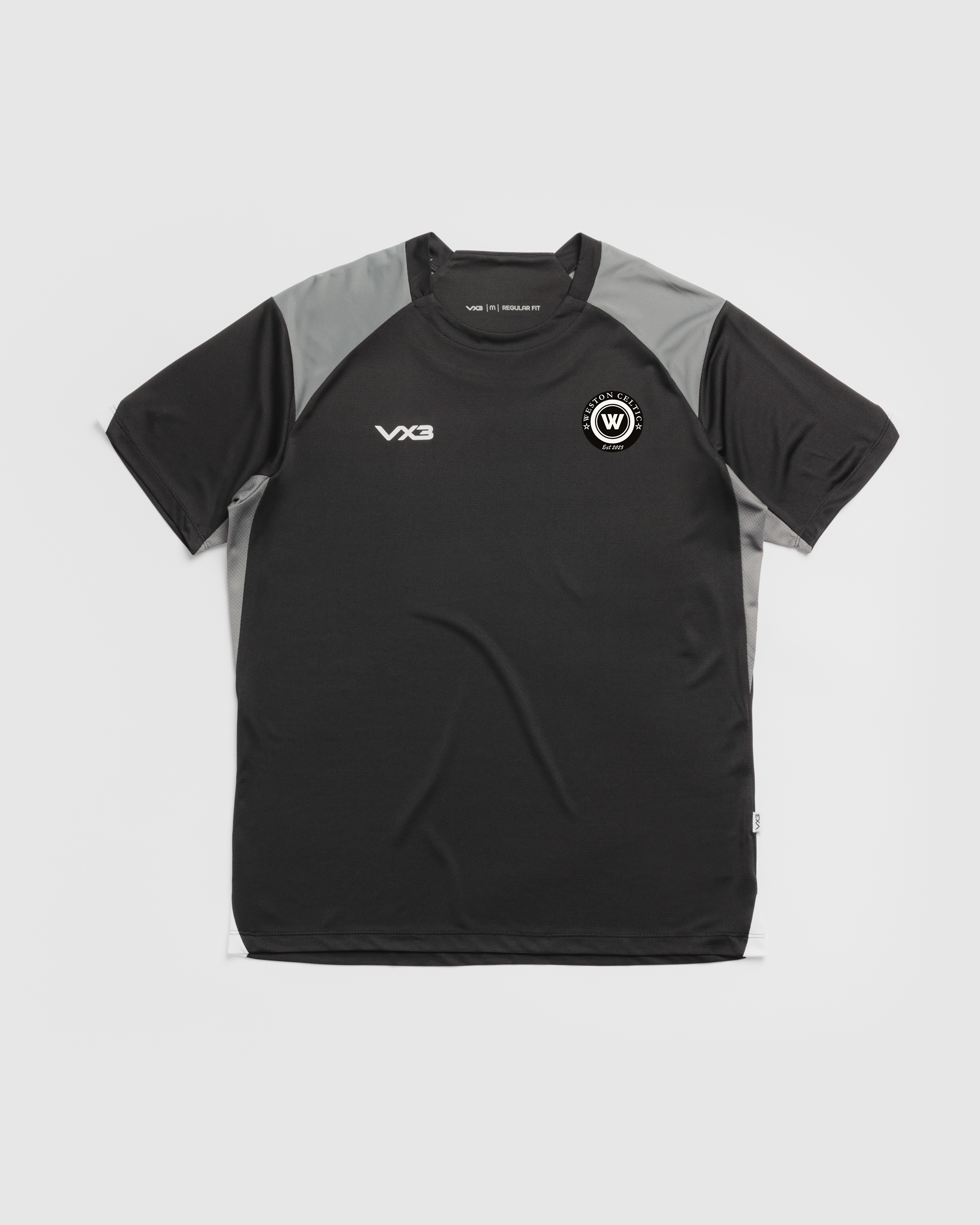Weston Celtic FC Vertex Tee -Black/Grey/White