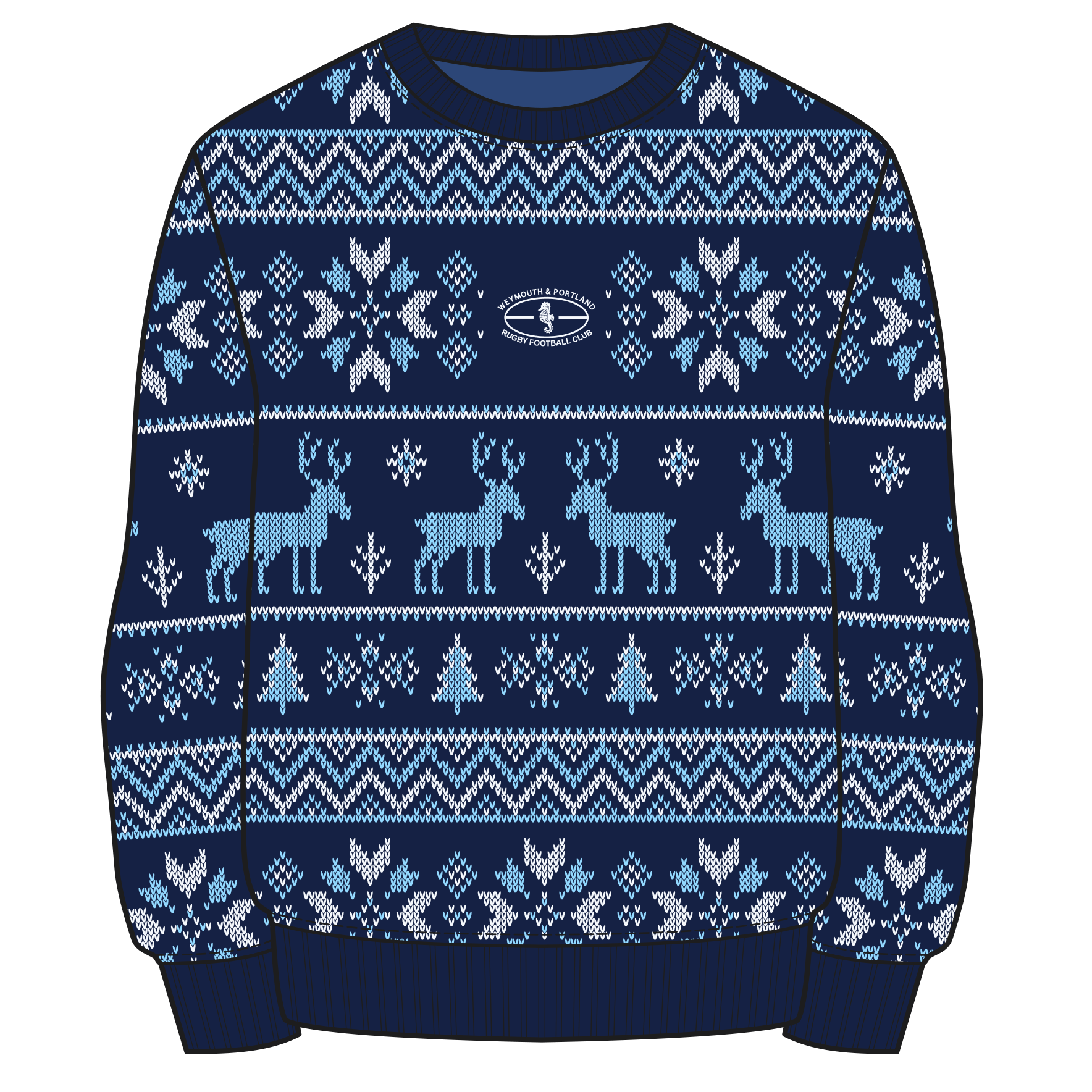 Weymouth & Portland Rugby Football Club  Christmas Jumper - Navy/Sky/White Youth