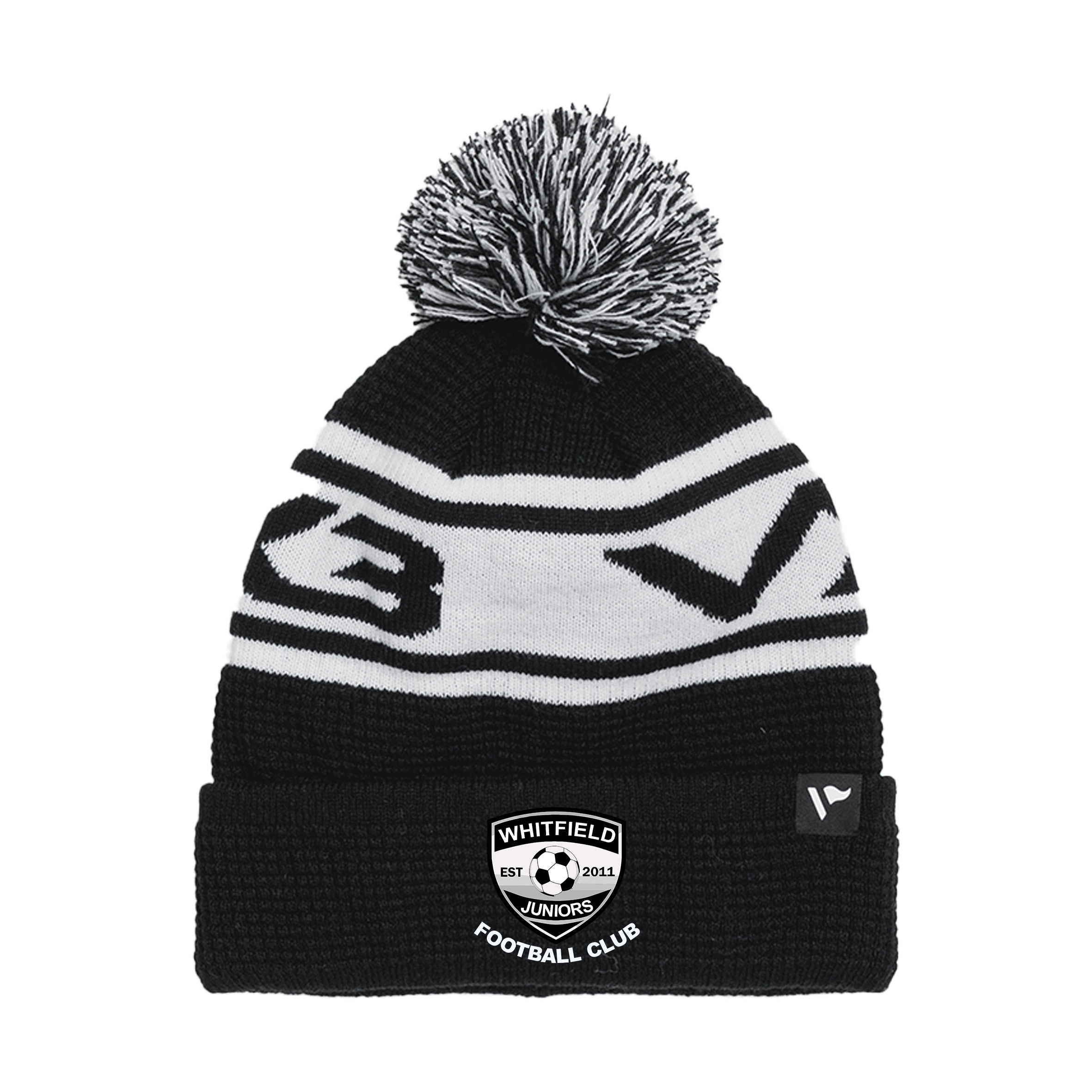 Whitfield Juniors FC Waffle Knit Bobble Hat - Black/White