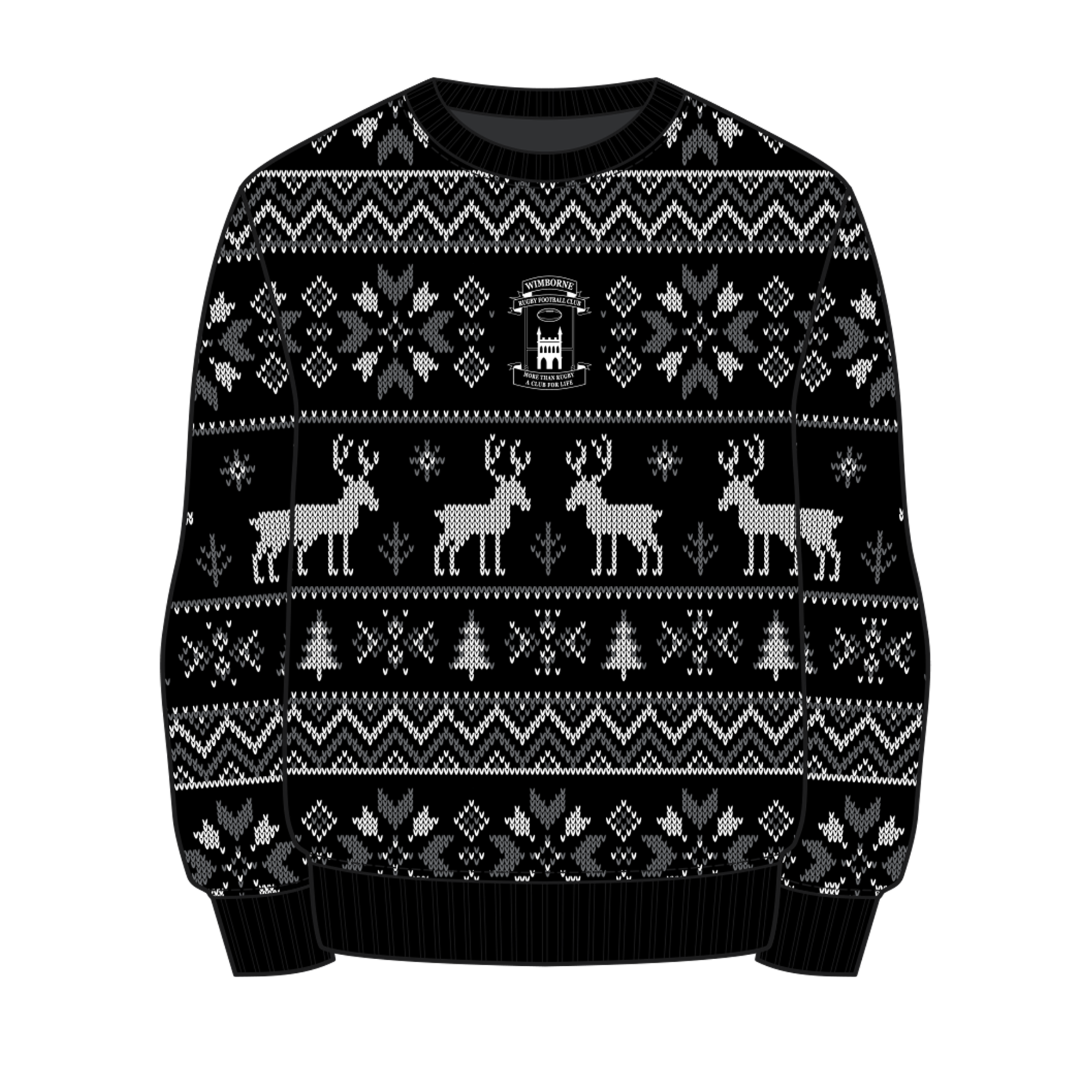 Wimborne RFC Christmas Jumper - Black/Grey/White