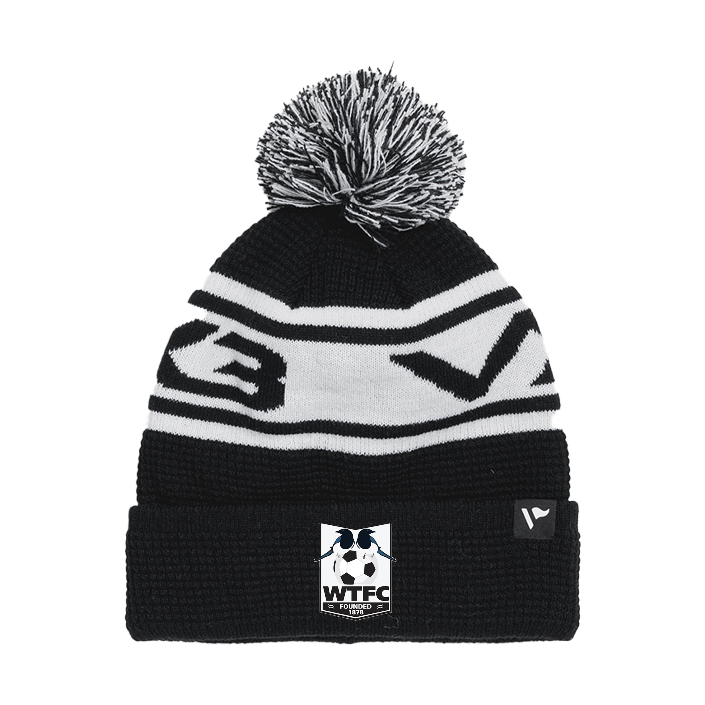 Wimborne Town FC Waffle Knit Bobble Hat - Black/White