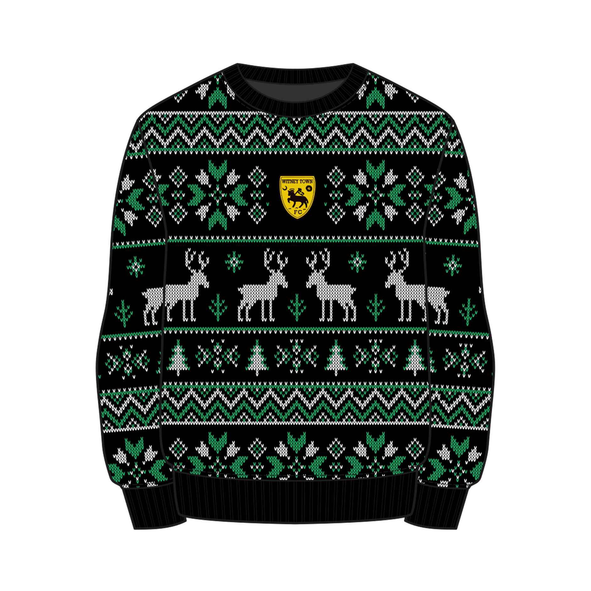Witney Town Christmas Jumper - Black/Emerald/White