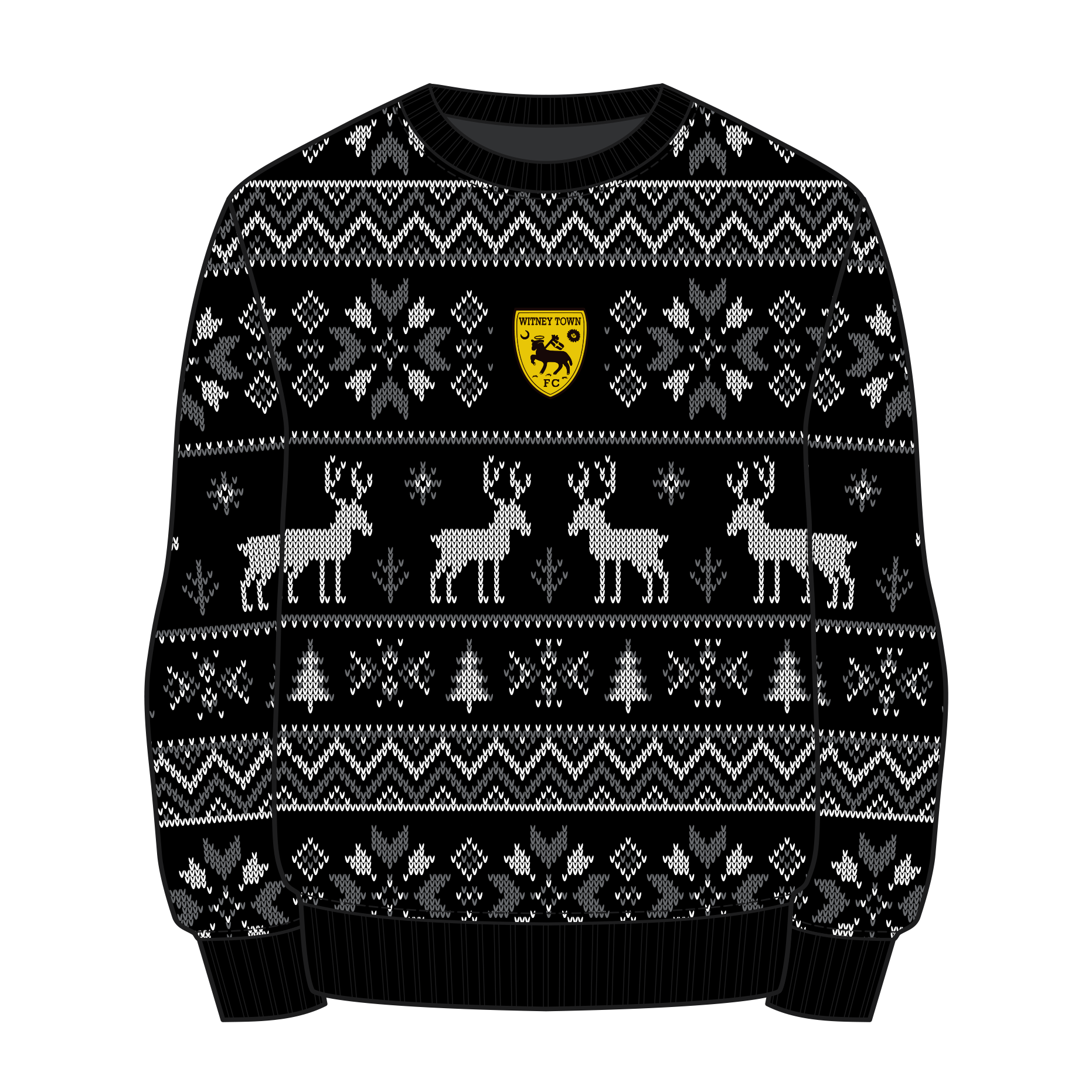 Witney Town Christmas Jumper - Black/Grey/White